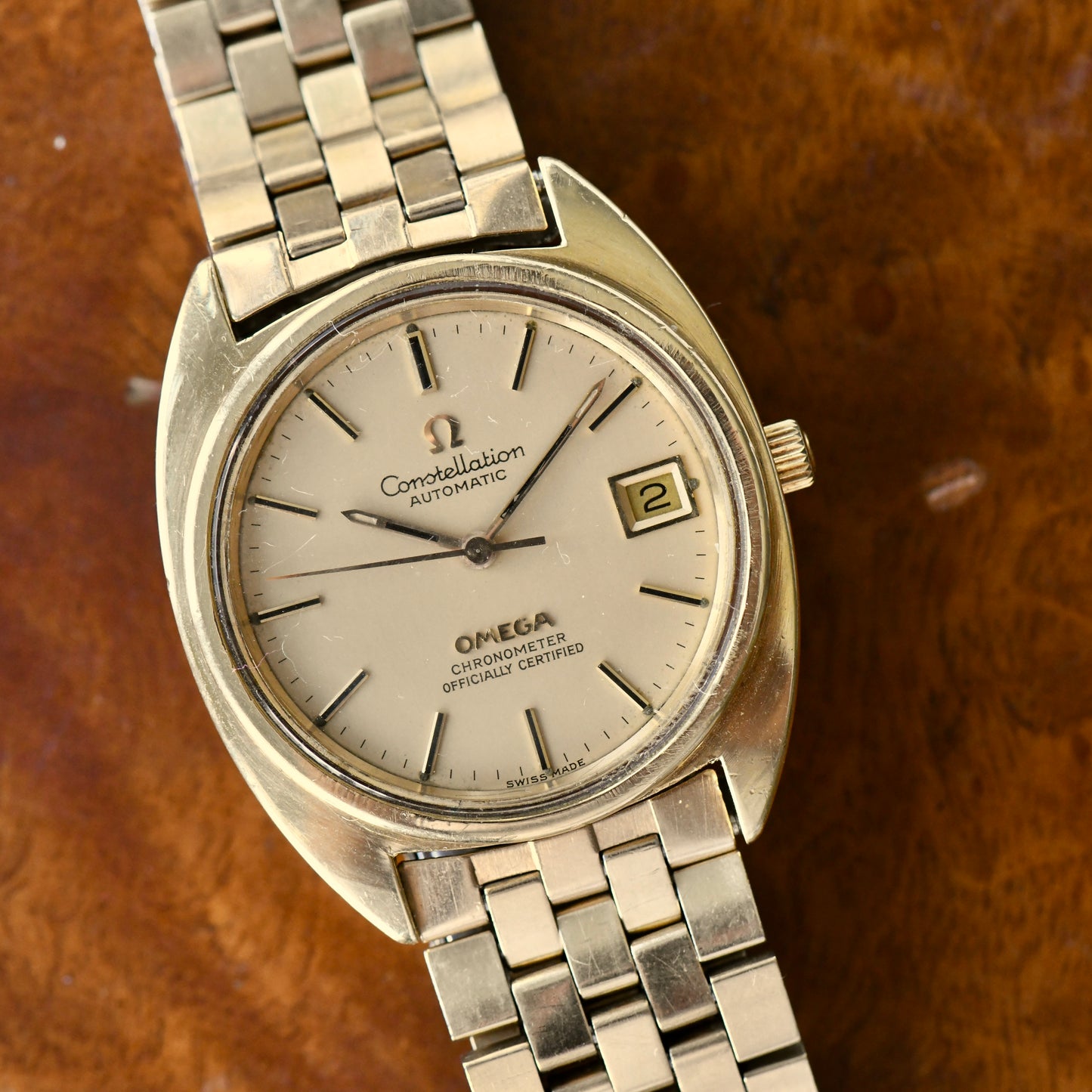 Omega Constellation Automatic Chronometer Gold Plate C Shape Bricks Cal 1012