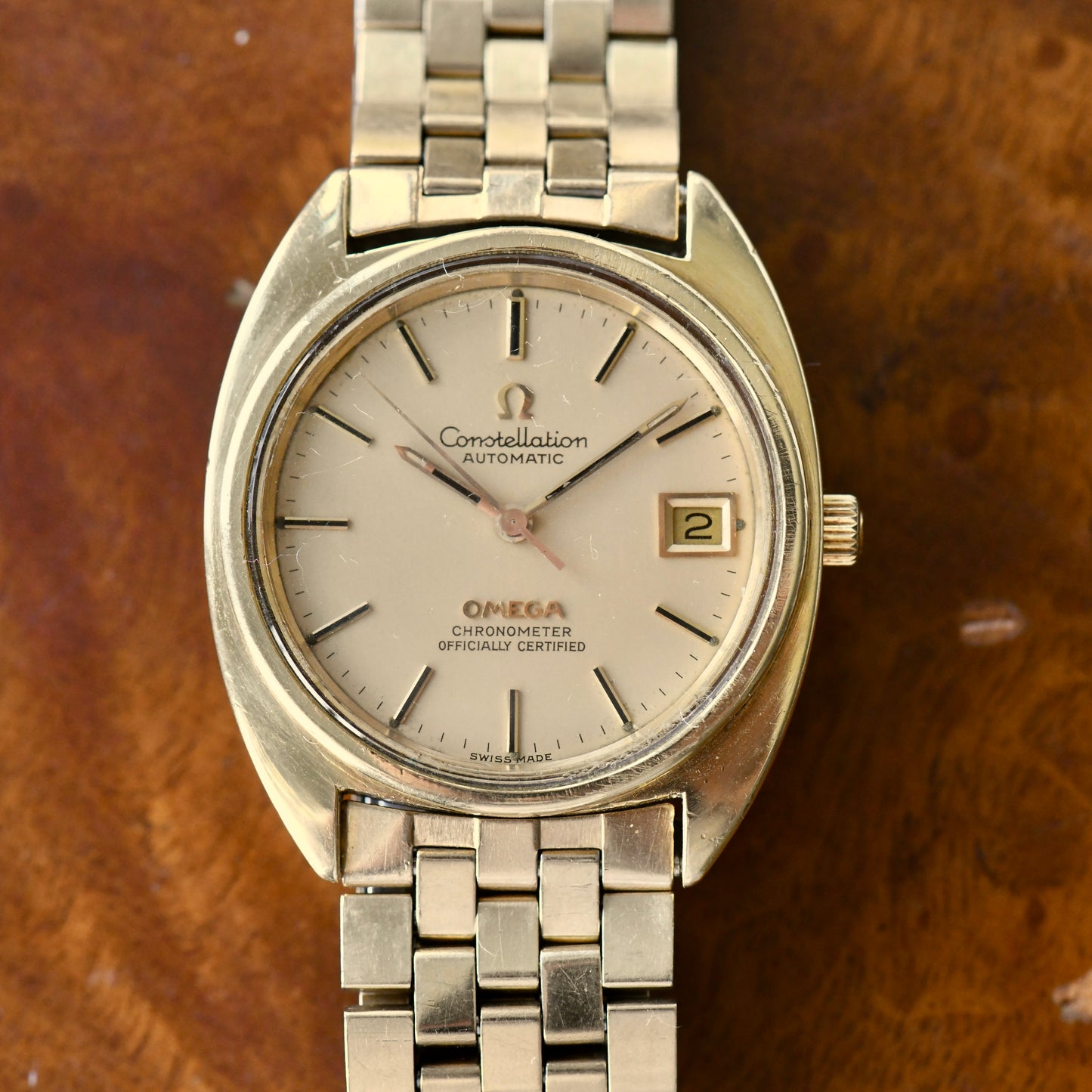 Omega Constellation Automatic Chronometer Gold Plate C Shape Bricks Cal 1012