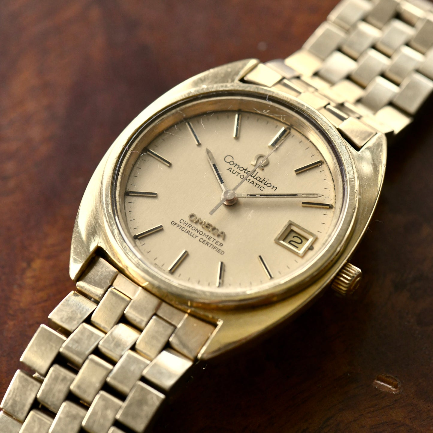 Omega Constellation Automatic Chronometer Gold Plate C Shape Bricks Cal 1012
