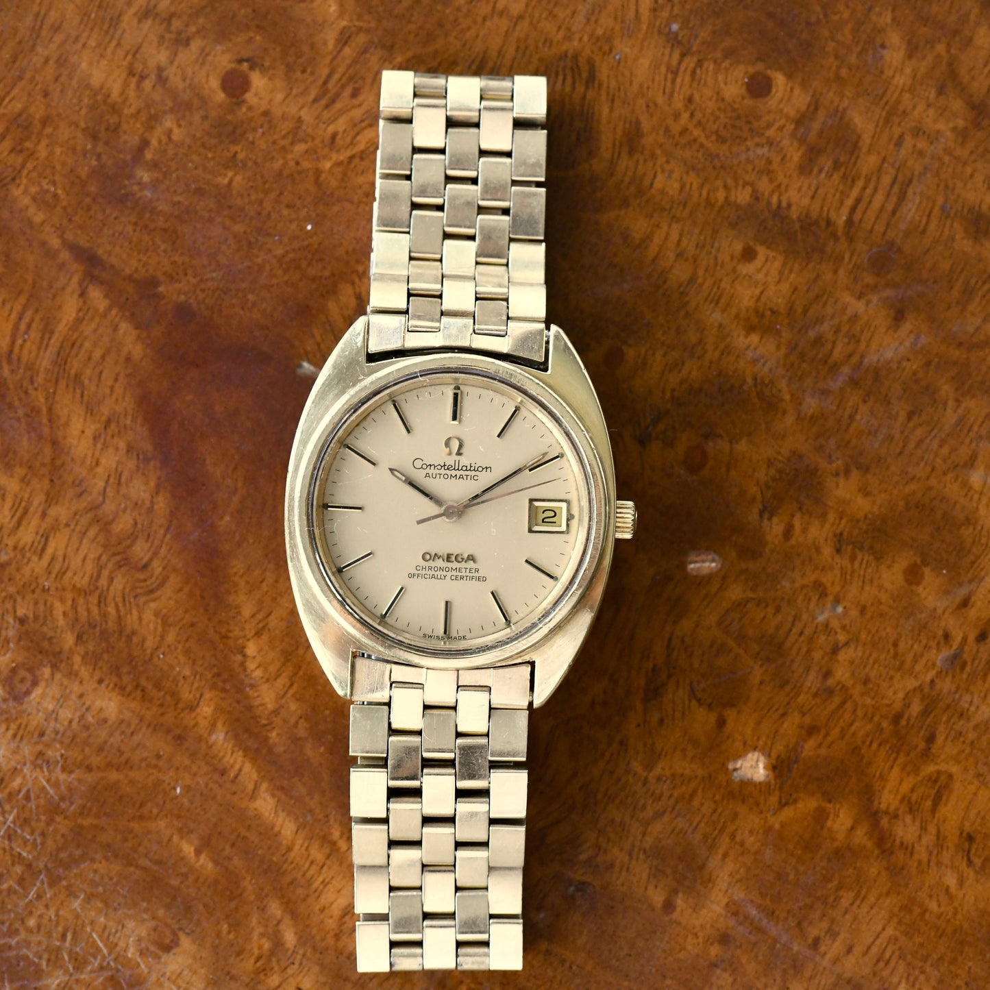 Omega Constellation Automatic Chronometer Gold Plate C Shape Bricks Cal 1012
