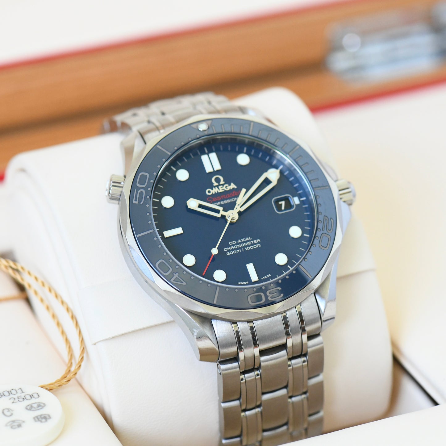 Omega Seamaster Pro 300m Blue Ceramic Bezel Co-Axial 41mm Automatic Watch B&P