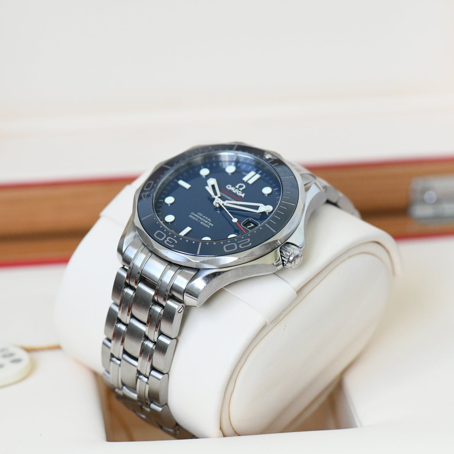Omega Seamaster Pro 300m Blue Ceramic Bezel Co-Axial 41mm Automatic Watch B&P