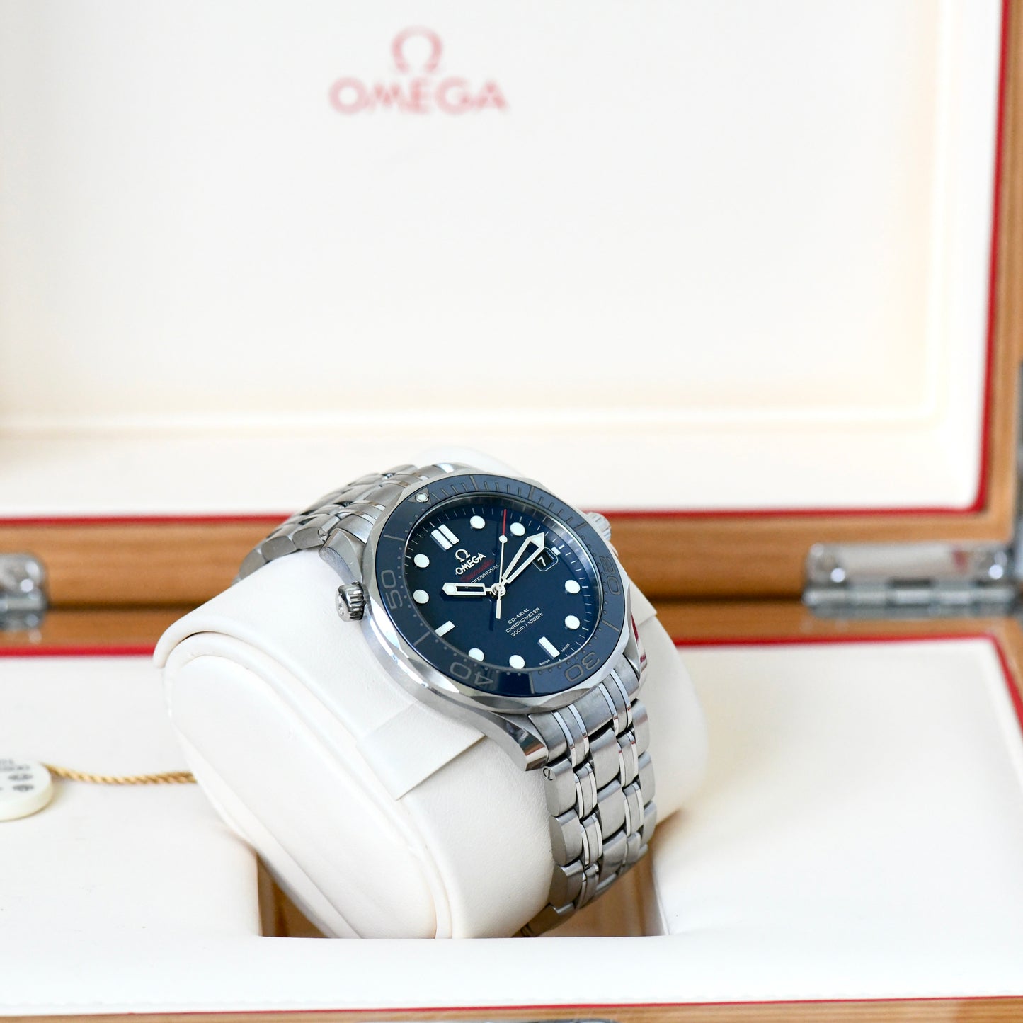 Omega Seamaster Pro 300m Blue Ceramic Bezel Co-Axial 41mm Automatic Watch B&P