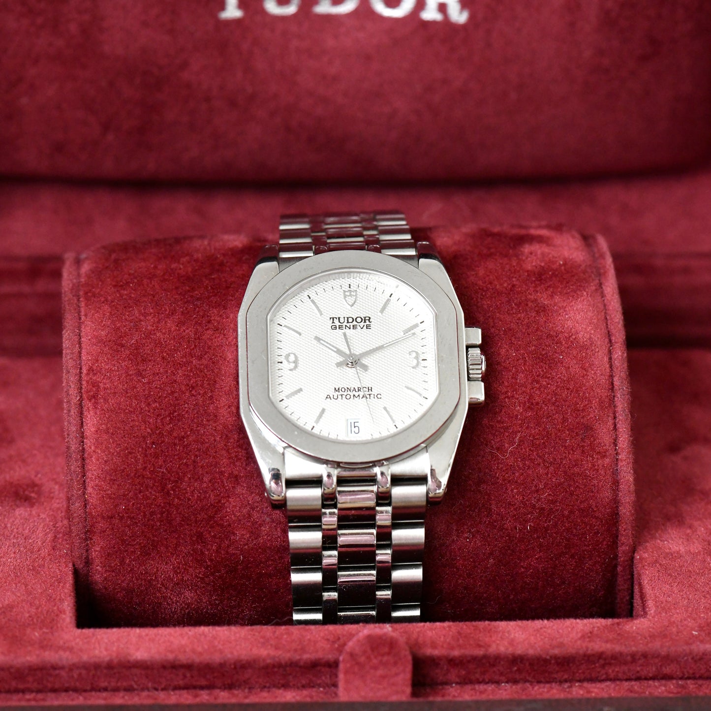 Tudor Rolex Monarch Automatic Date Silver Dial 33110 Full Set Boxed & Papers