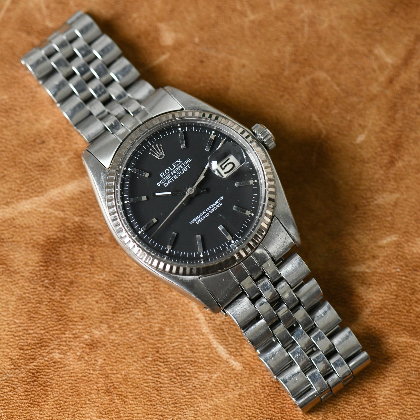 Rolex Datejust Steel & White Gold 36mm Black Pie-Pan Dial Vintage Ref 1601