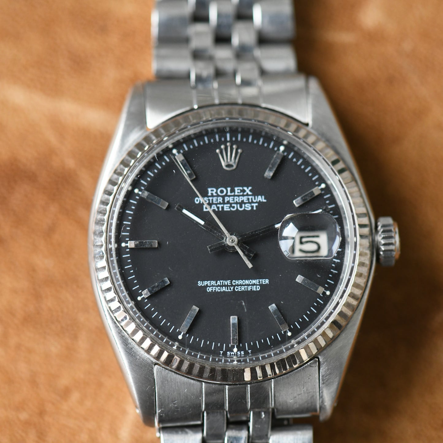 Rolex Datejust Steel & White Gold 36mm Black Pie-Pan Dial Vintage Ref 1601