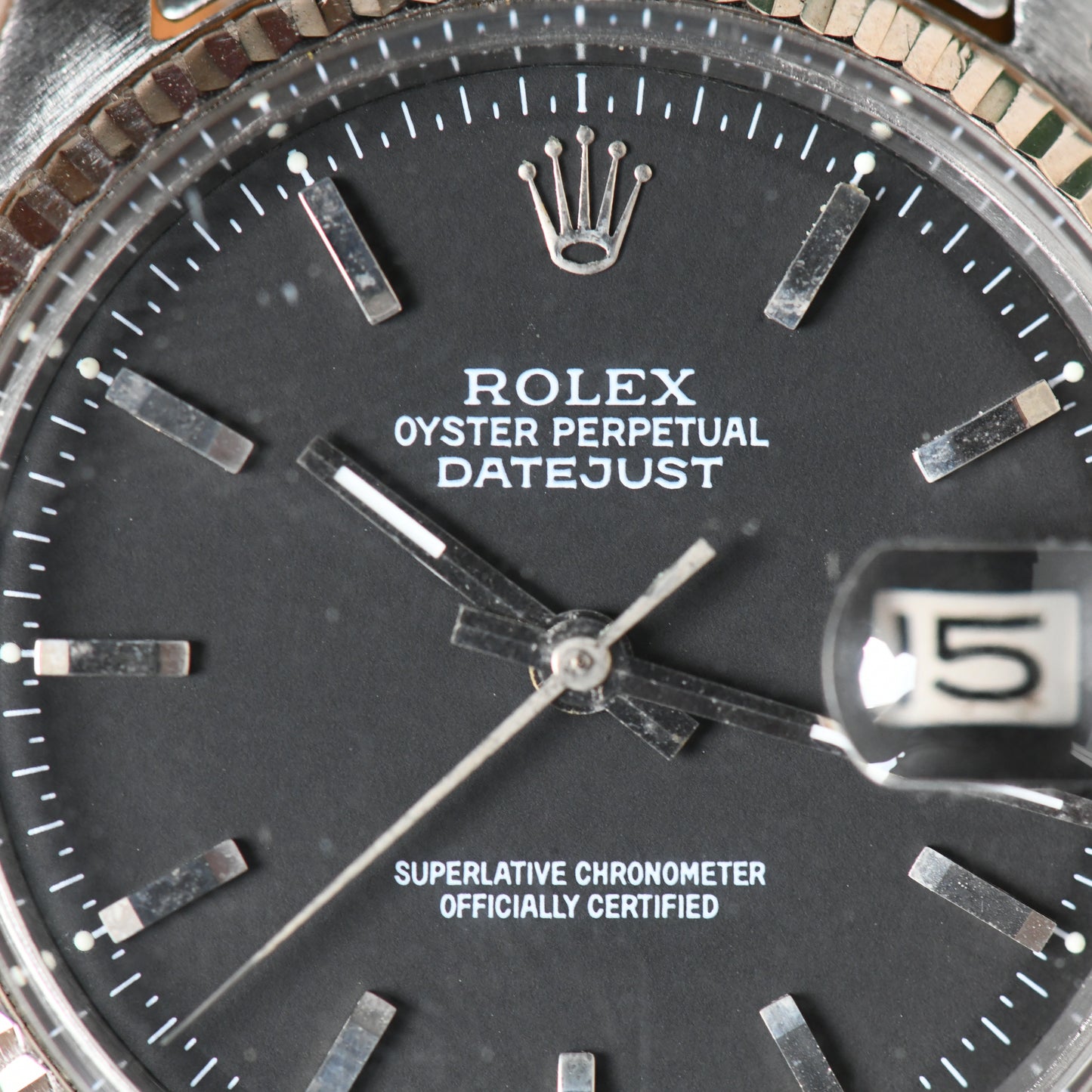 Rolex Datejust Steel & White Gold 36mm Black Pie-Pan Dial Vintage Ref 1601