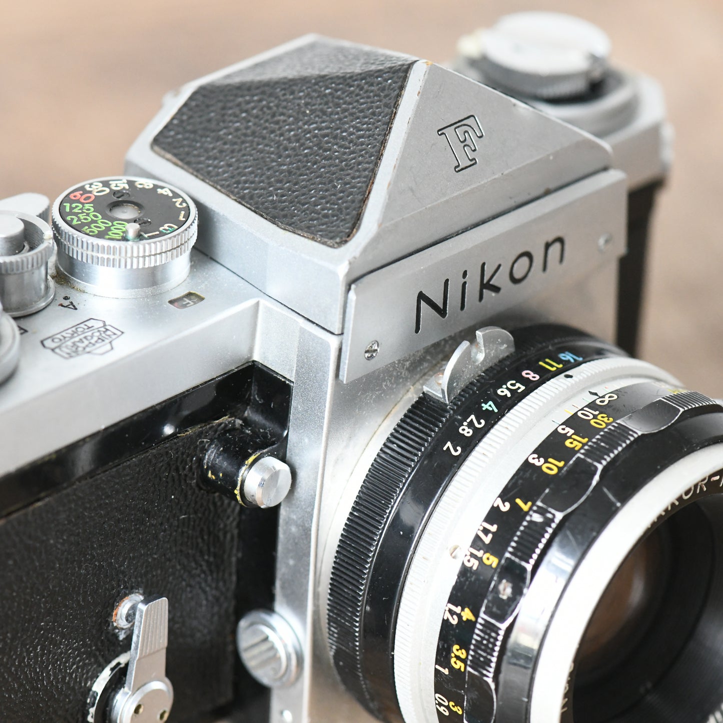 Nikon F Plain Prism 35mm Film Camera Early Nippon Kogaku + 50mm F2 Nikkor Lens