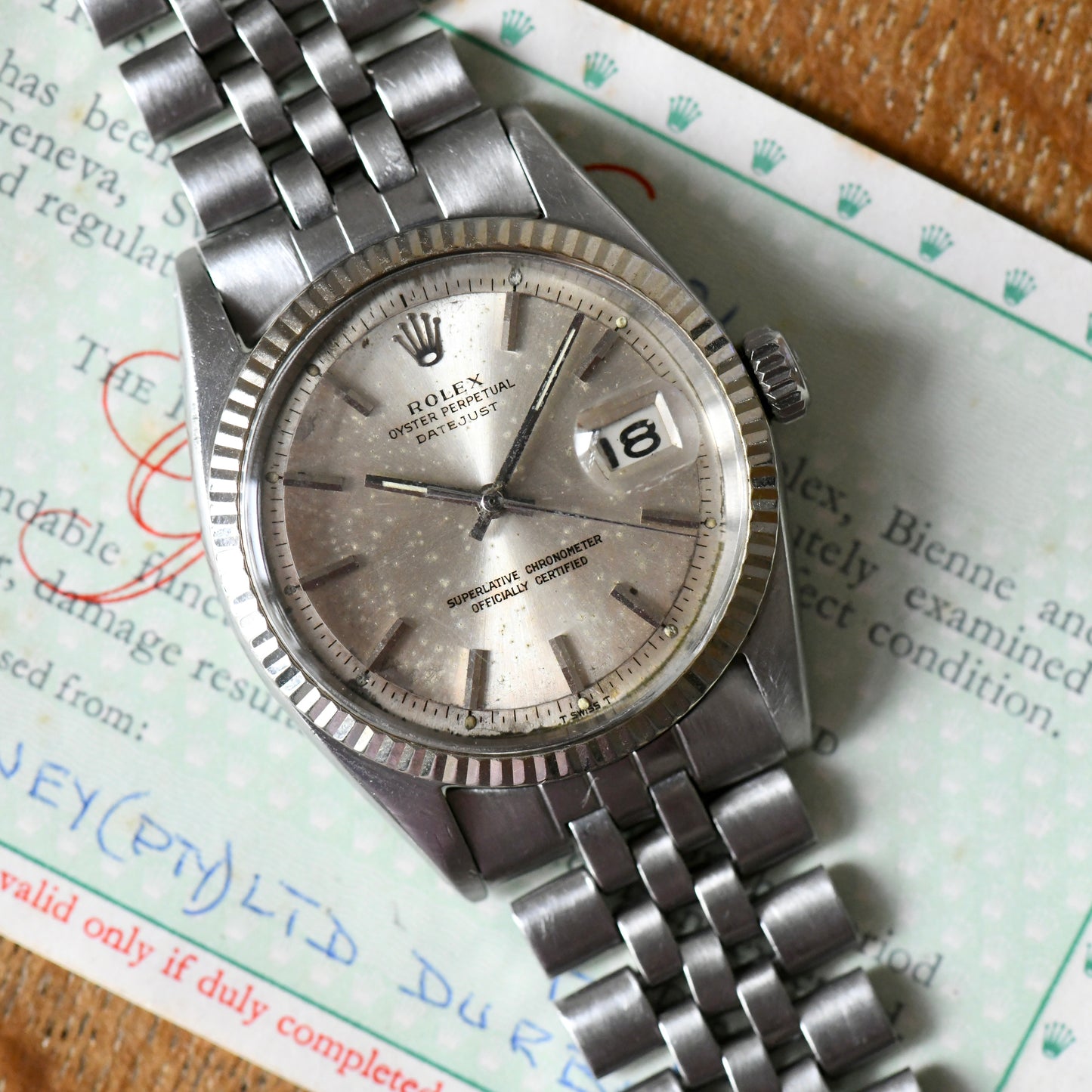 Rolex Datejust Steel &amp; White Gold 36mm Silver Pie-Pan Dial Vintage 1966 Ref 1601