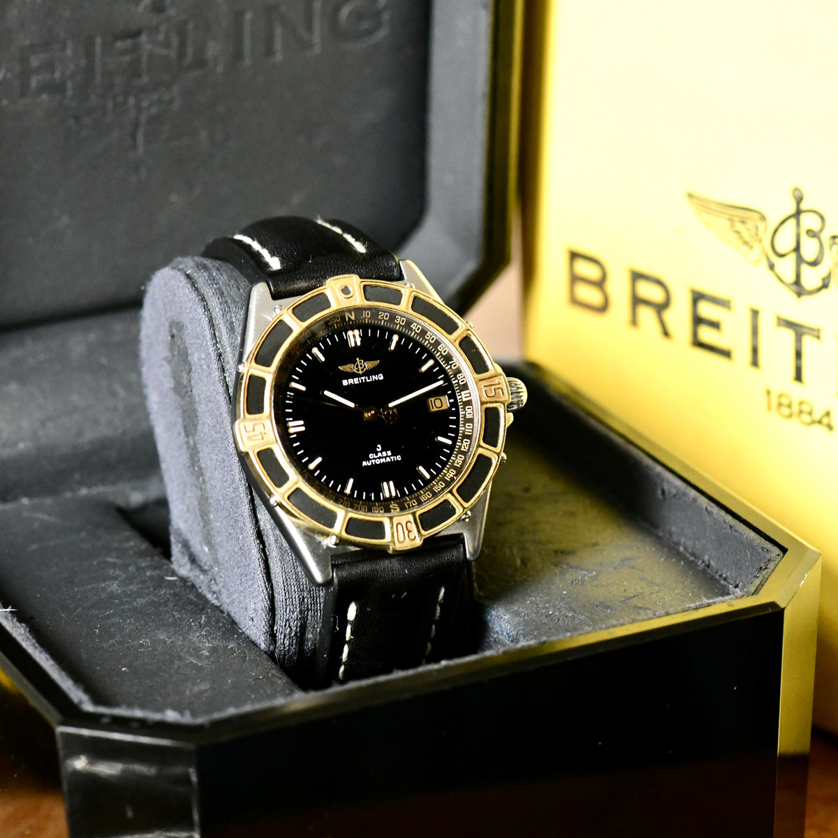 Breitling Cockpit J Class Automatic 80250 Steel & 18K Gold 40mm Black Dial Boxed