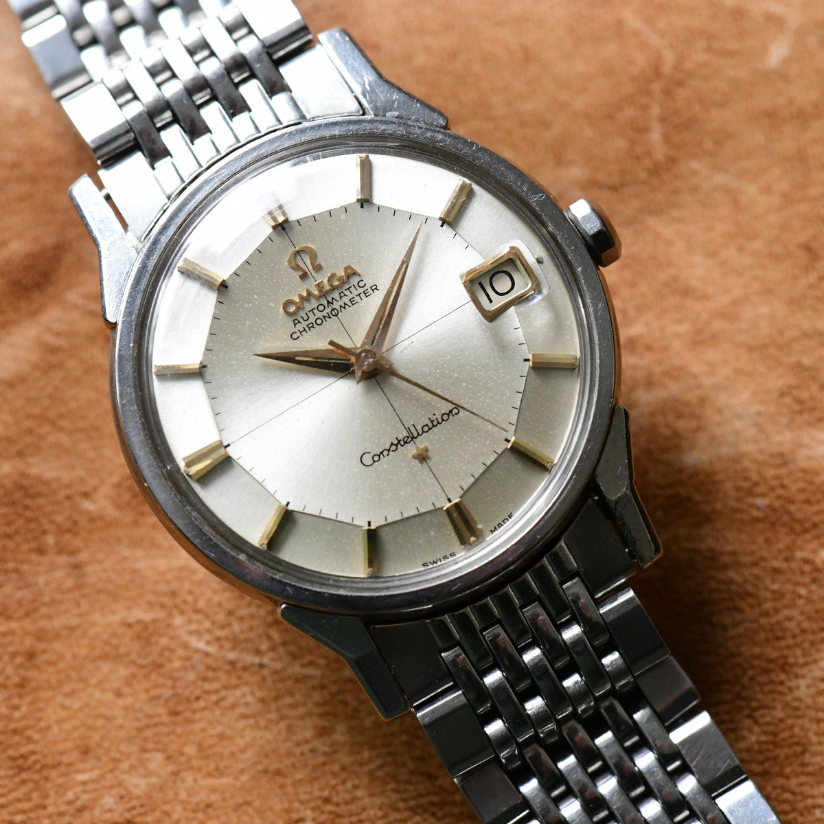 Omega Constellation Pie-Pan Dial Cross Hair Dog Leg Stainless Steel Watch -14902