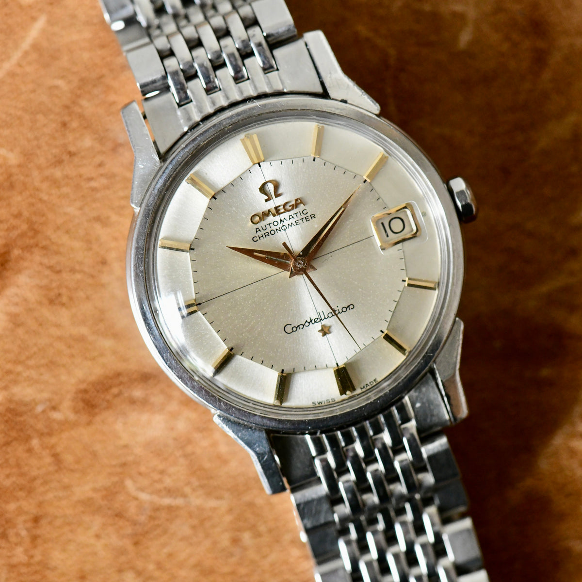 Omega Constellation Pie-Pan Dial Cross Hair Dog Leg Stainless Steel Watch -14902