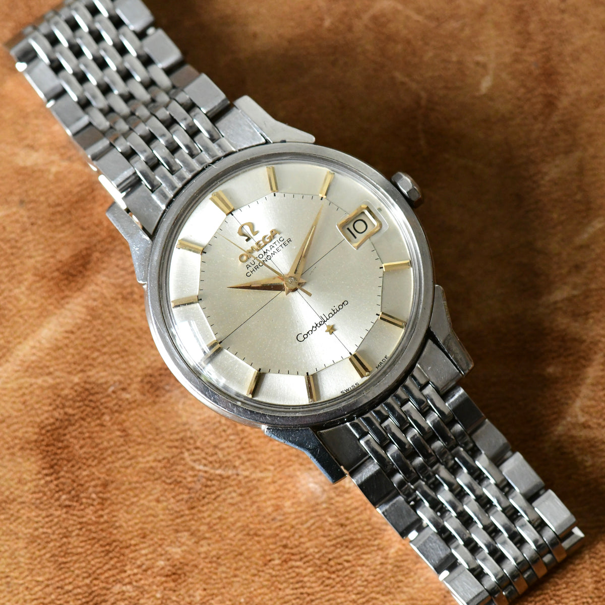Omega Constellation Pie-Pan Dial Cross Hair Dog Leg Stainless Steel Watch -14902