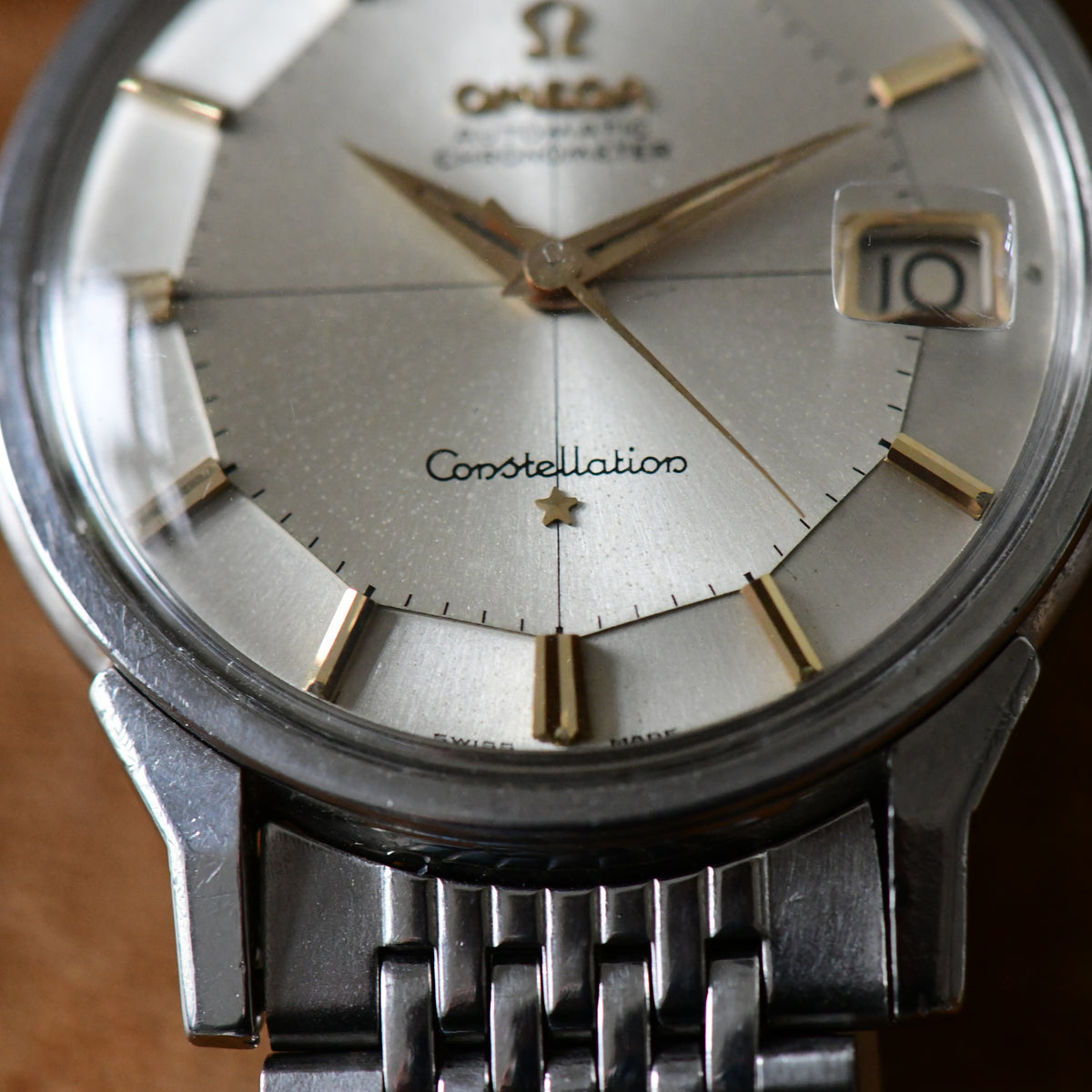 Omega Constellation Pie-Pan Dial Cross Hair Dog Leg Stainless Steel Watch -14902