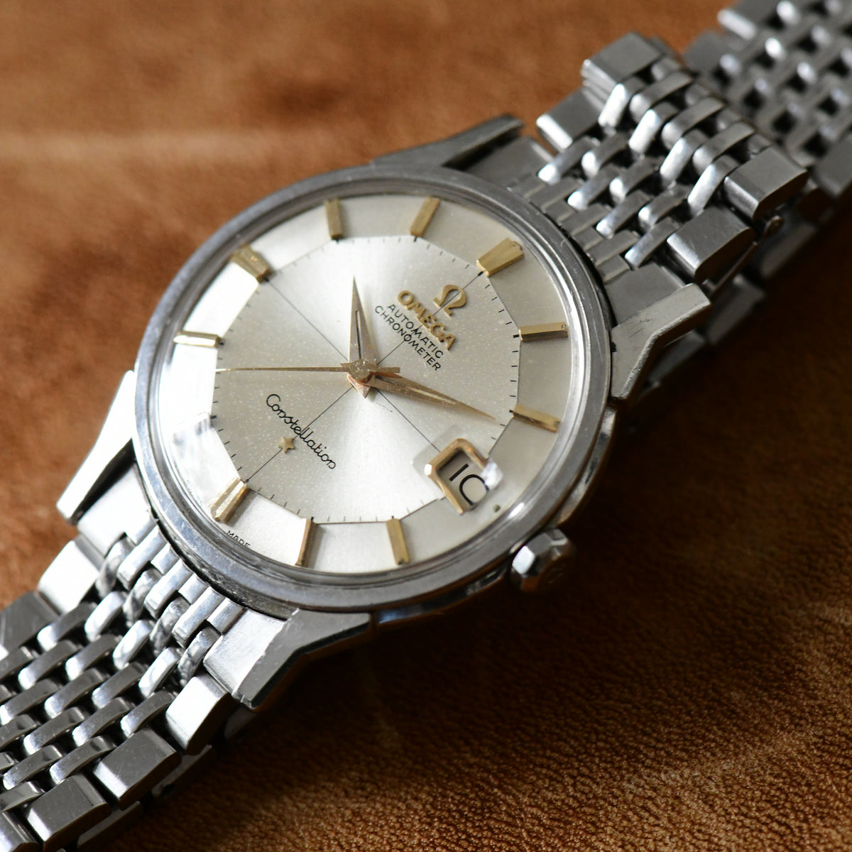 Omega Constellation Pie-Pan Dial Cross Hair Dog Leg Stainless Steel Watch -14902