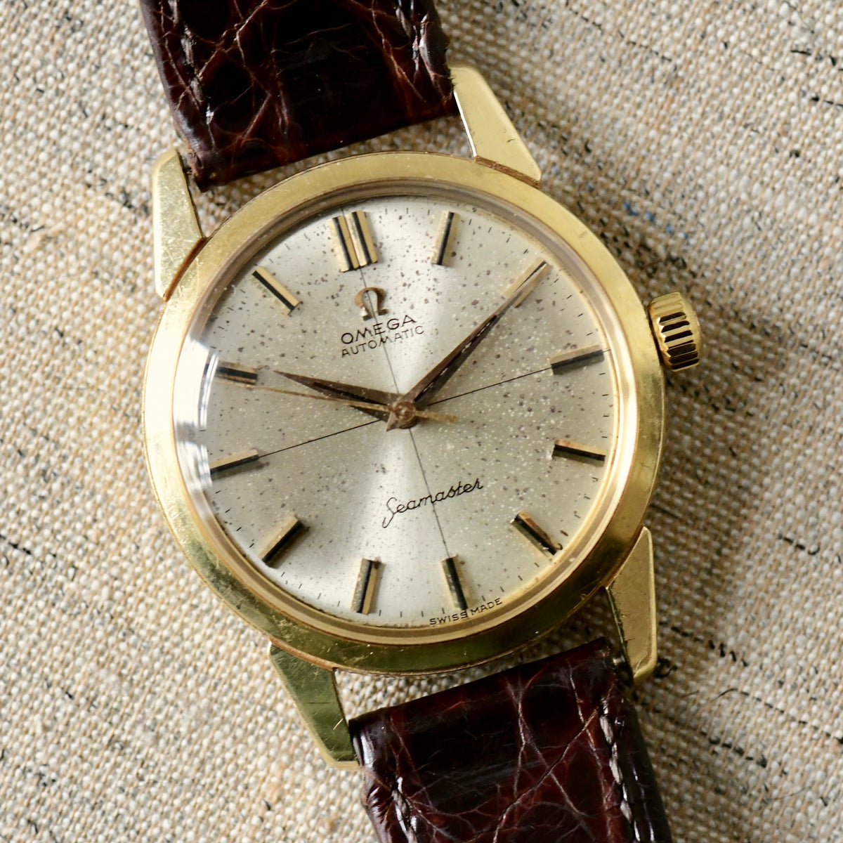 Omega Seamaster 18k Solid Gold Automatic Cross Hair Dial '60s Watch - Shell Oil