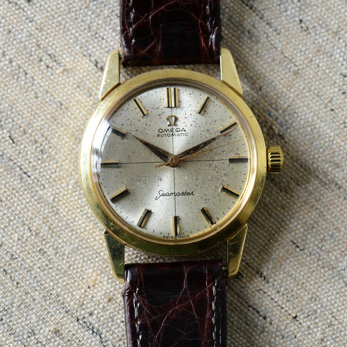 Omega Seamaster 18k Solid Gold Automatic Cross Hair Dial '60s Watch - Shell Oil