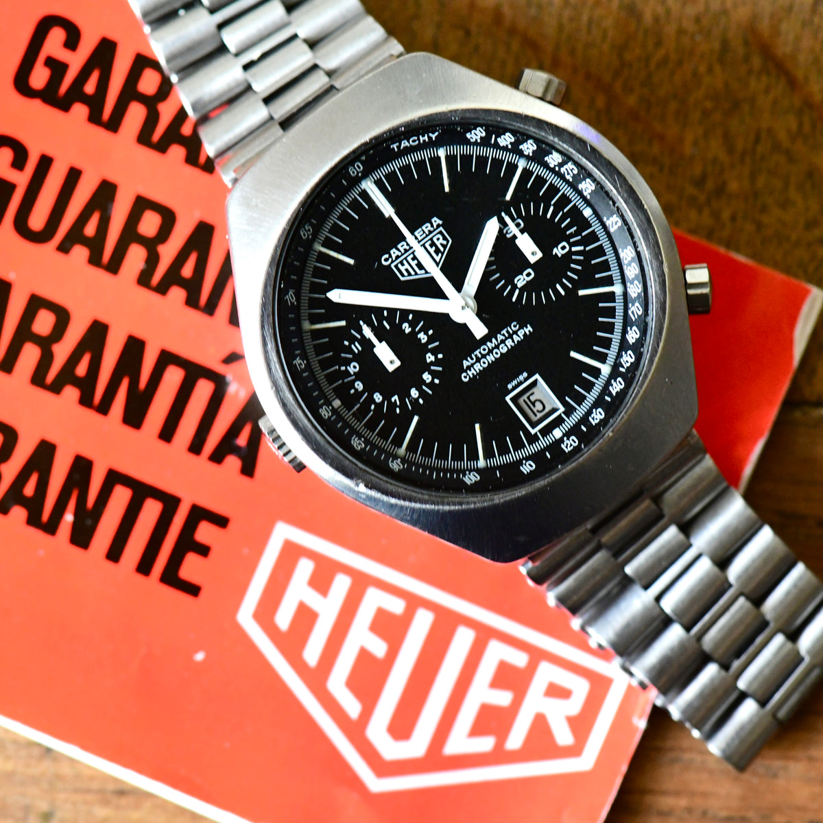 Heuer Carrera 110.571 NC Cal 12 Automatic Chronograph Vintage Watch Box & Papers