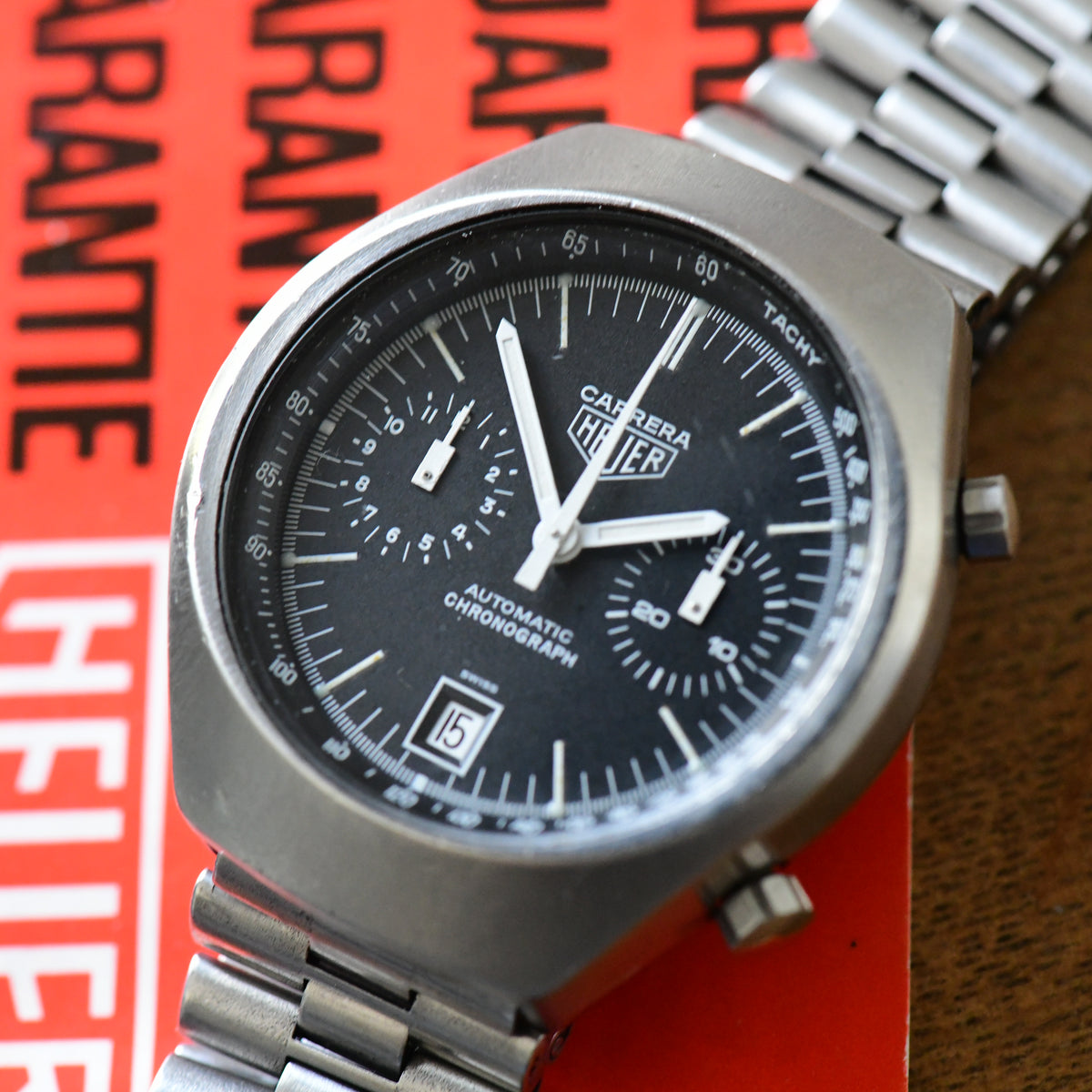 Heuer Carrera 110.571 NC Cal 12 Automatic Chronograph Vintage Watch Box & Papers