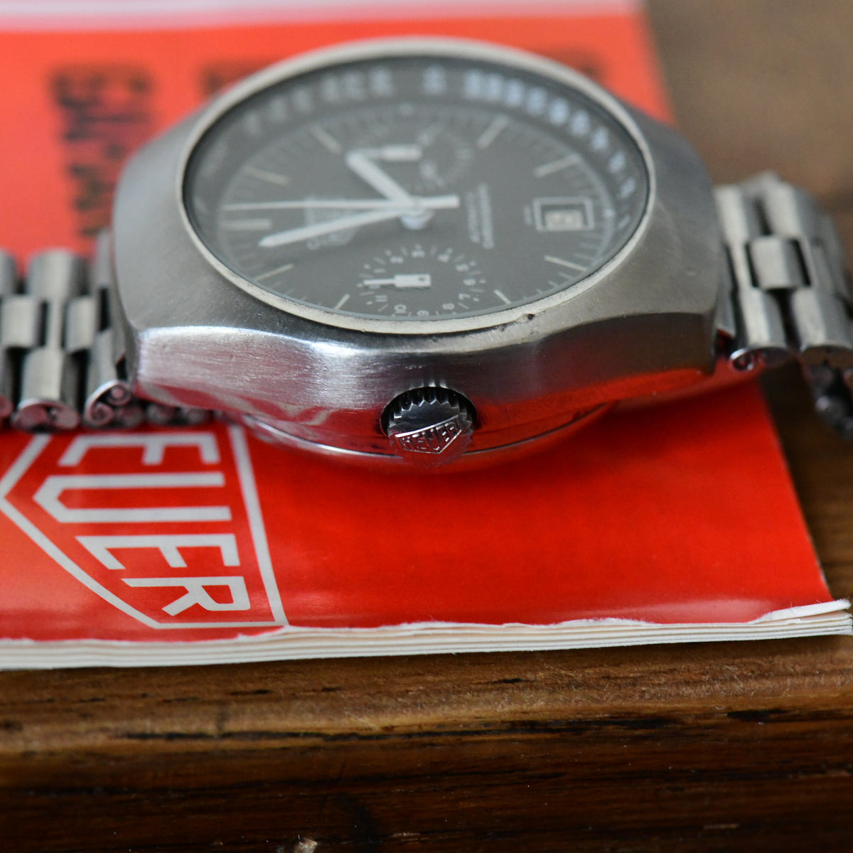 Heuer Carrera 110.571 NC Cal 12 Automatic Chronograph Vintage Watch Box & Papers