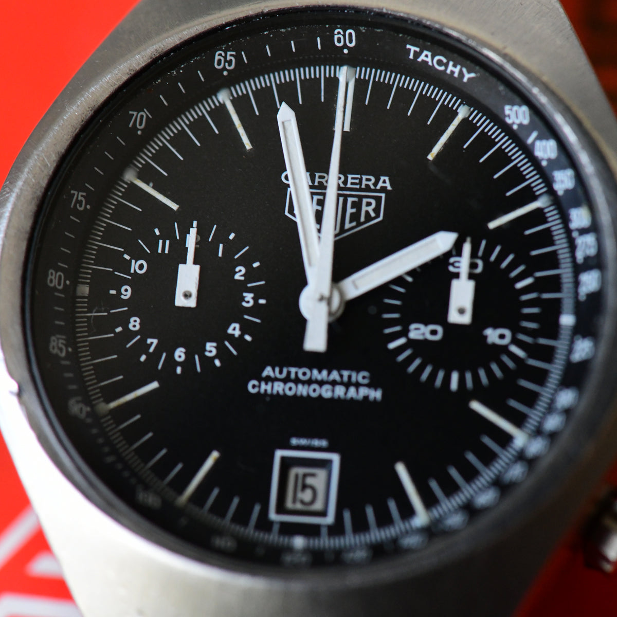 Heuer Carrera 110.571 NC Cal 12 Automatic Chronograph Vintage Watch Box & Papers
