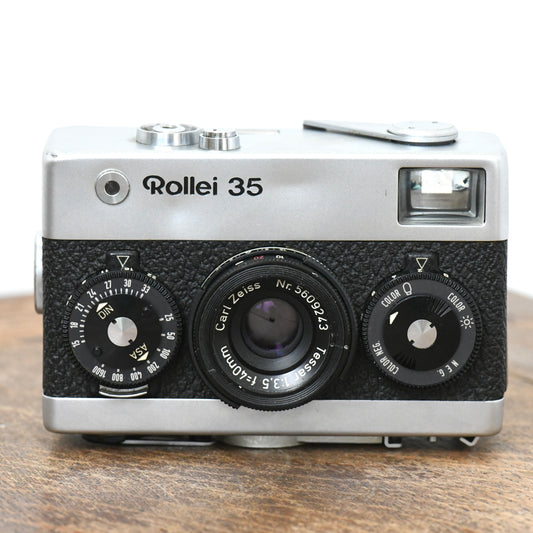 Rollei 35 Silver Chrome 35mm Film Camera w/ 40mm f/3.5 Tessar Zeiss Lens