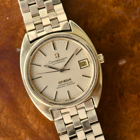 Omega Constellation Automatic Chronometer Gold Plate C Shape Bricks Cal 1012