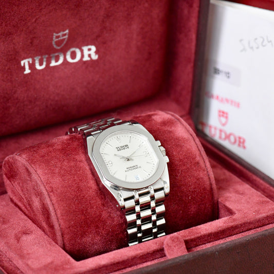 Tudor Rolex Monarch Automatic Date Silver Dial 33110 Full Set Boxed & Papers