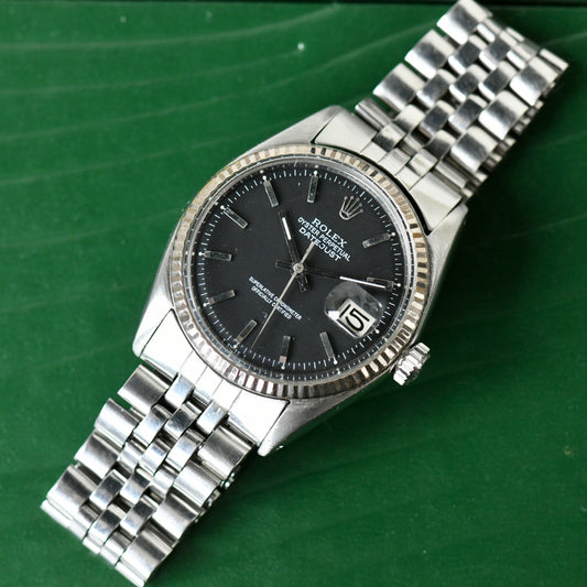 Rolex Datejust Steel & White Gold 36mm Black Pie-Pan Dial Vintage Ref 1601