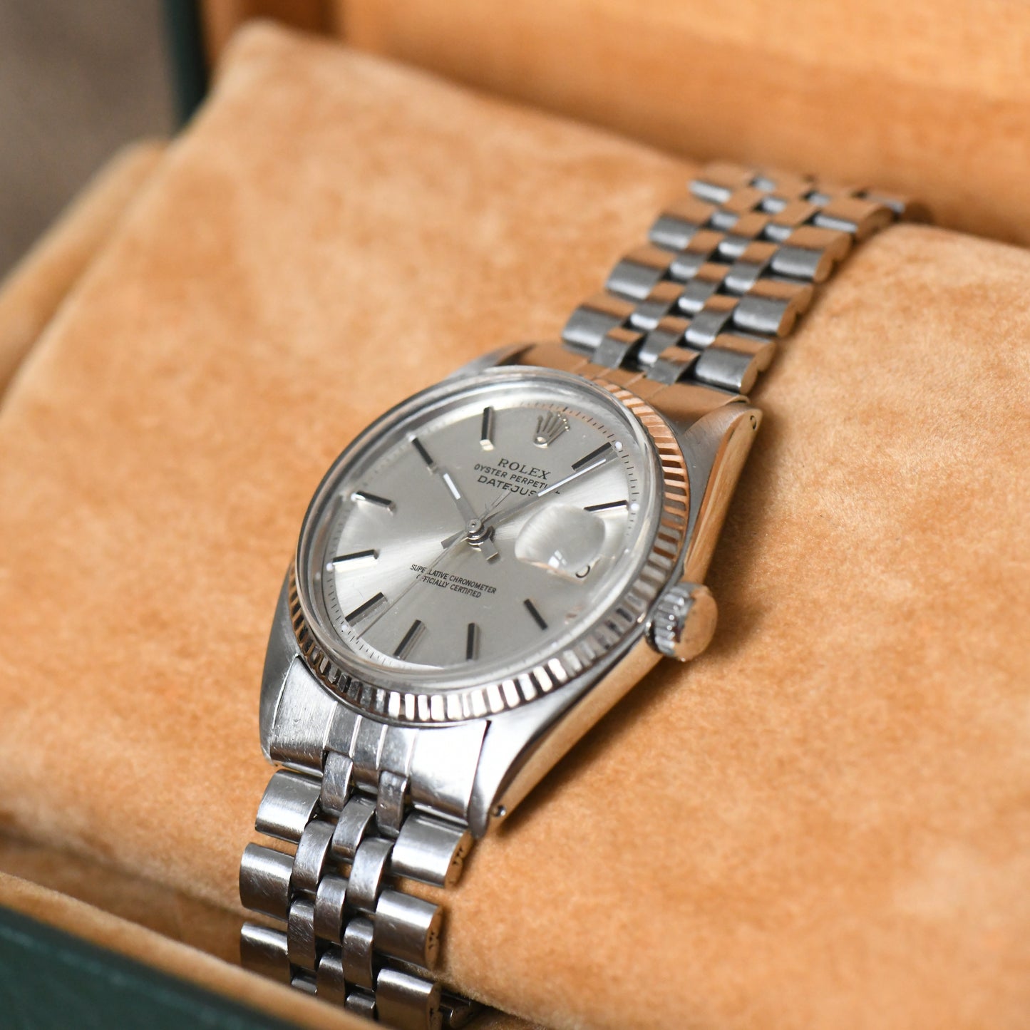 Rolex Datejust Steel & White Gold 36mm Silver Pie-Pan Dial Vintage Ref 1601 Boxed