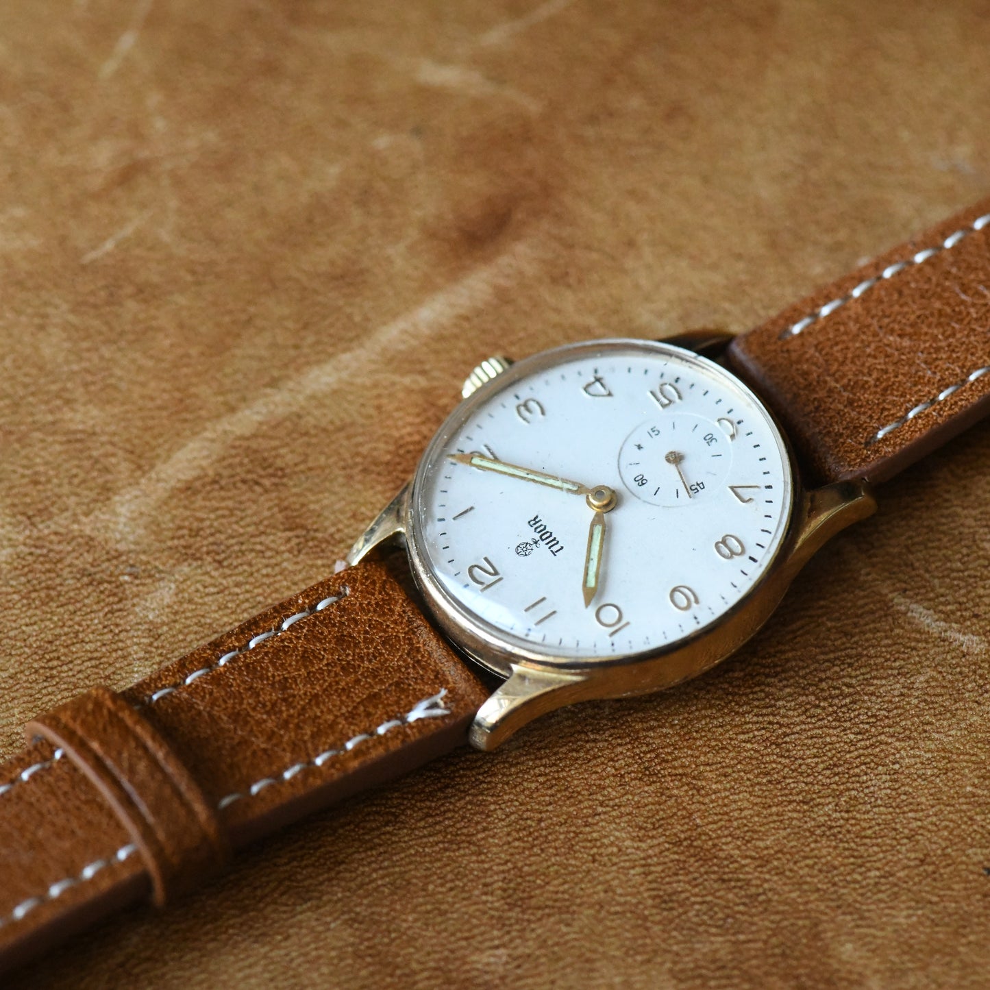 Tudor Rolex 9K Solid Gold Vintage Manual Wind Sub-Seconds Vintage Watch