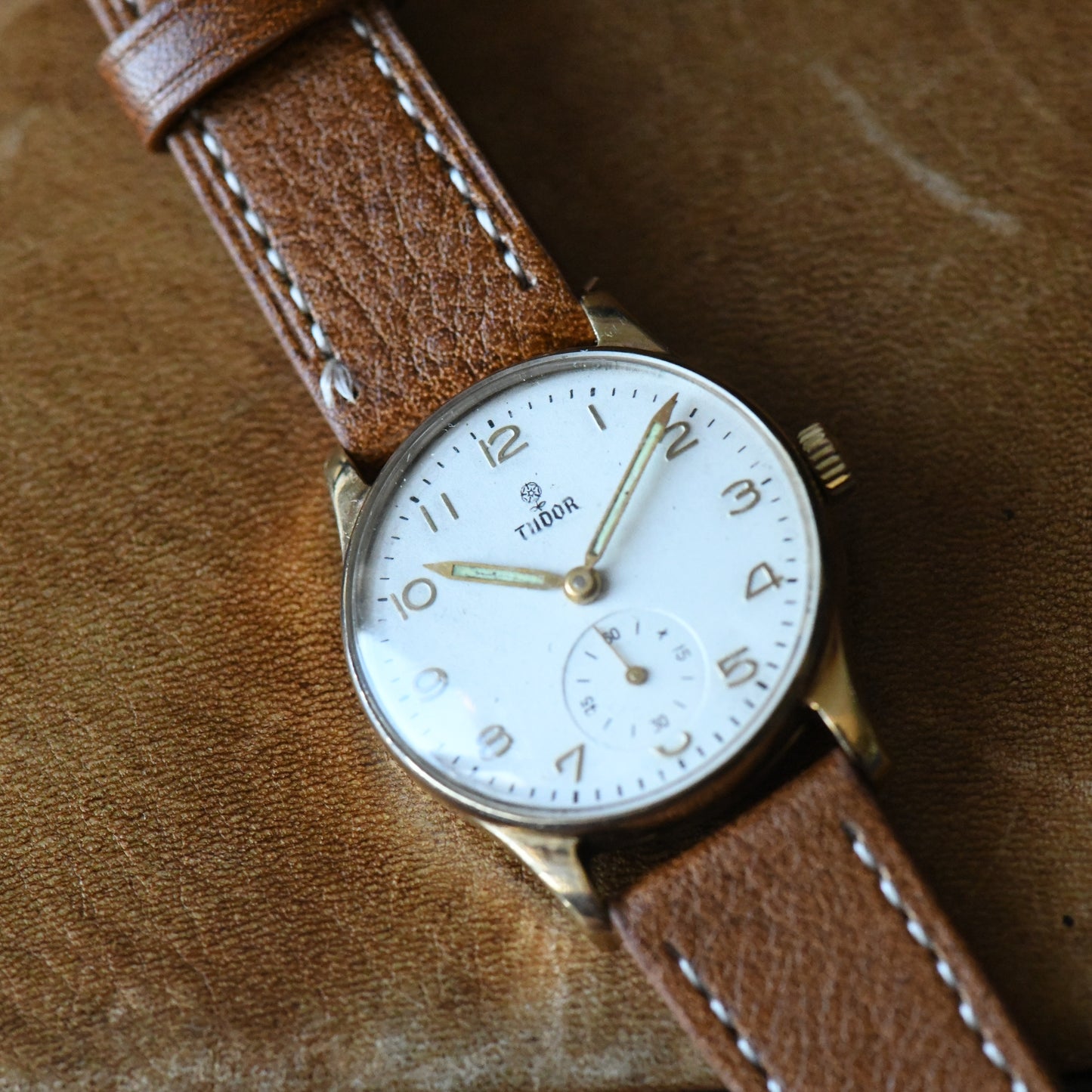 Tudor Rolex 9K Solid Gold Vintage Manual Wind Sub-Seconds Vintage Watch