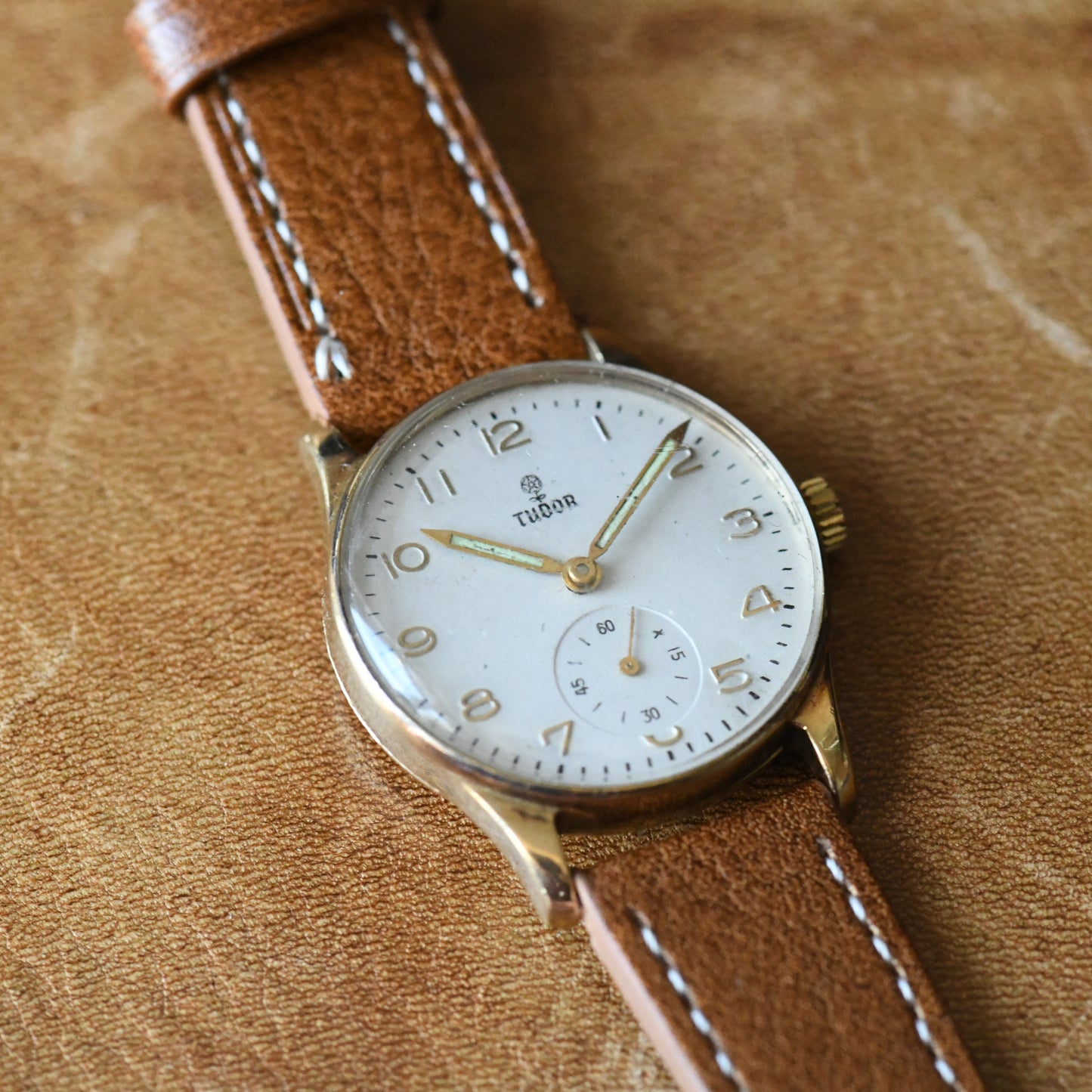 Tudor Rolex 9K Solid Gold Vintage Manual Wind Sub-Seconds Vintage Watch