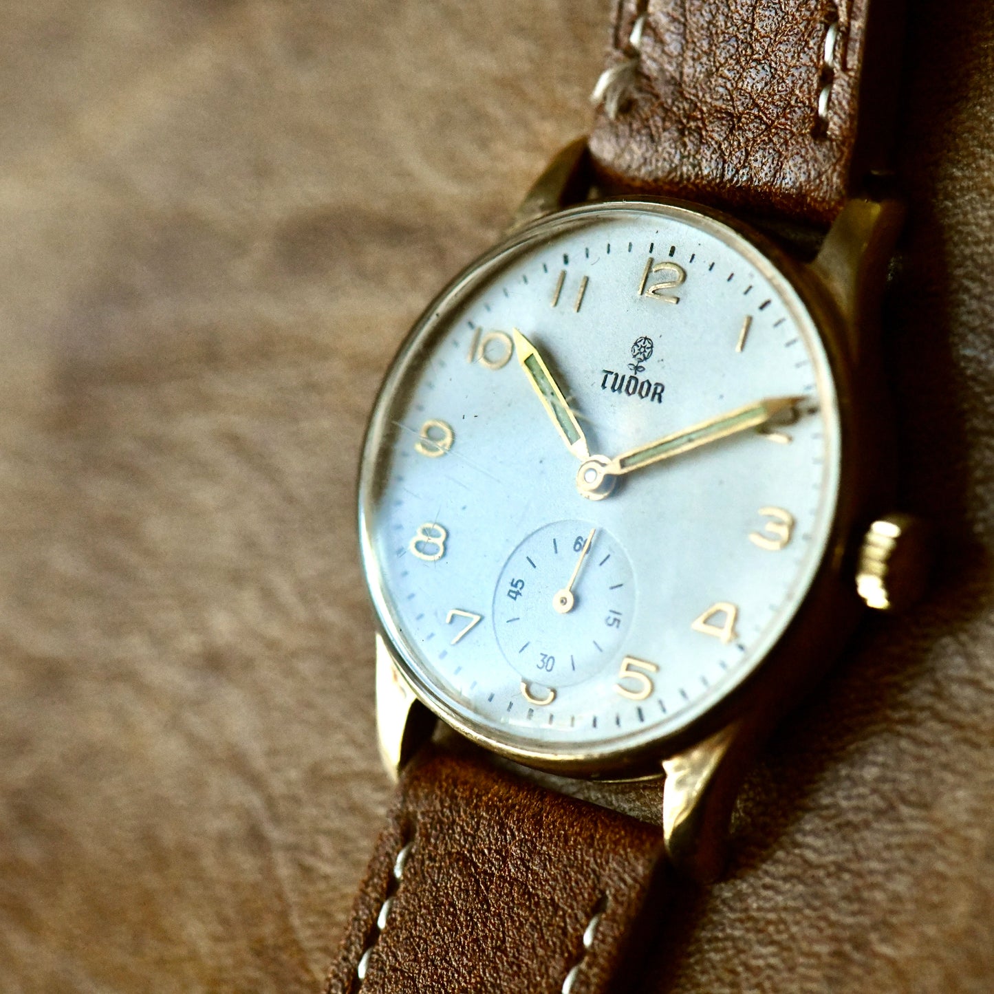 Tudor Rolex 9K Solid Gold Vintage Manual Wind Sub-Seconds Vintage Watch