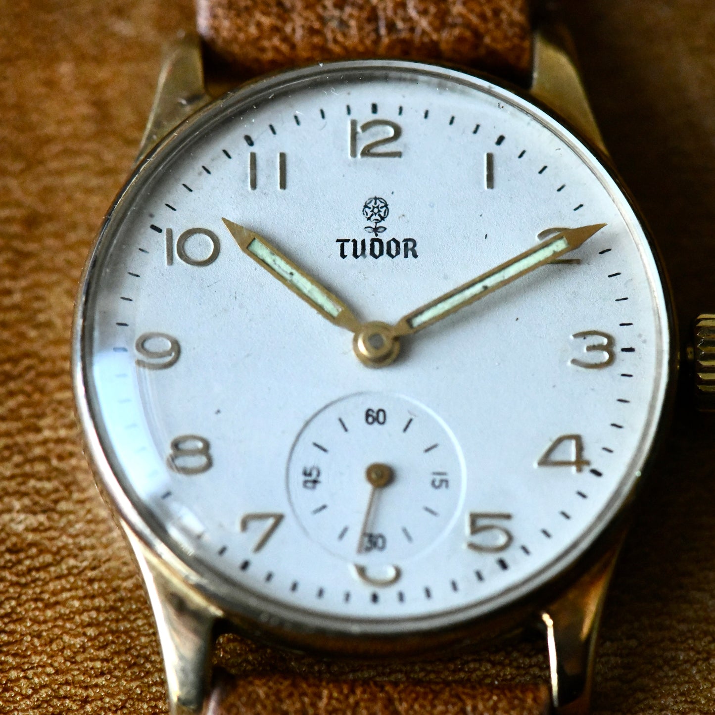 Tudor Rolex 9K Solid Gold Vintage Manual Wind Sub-Seconds Vintage Watch