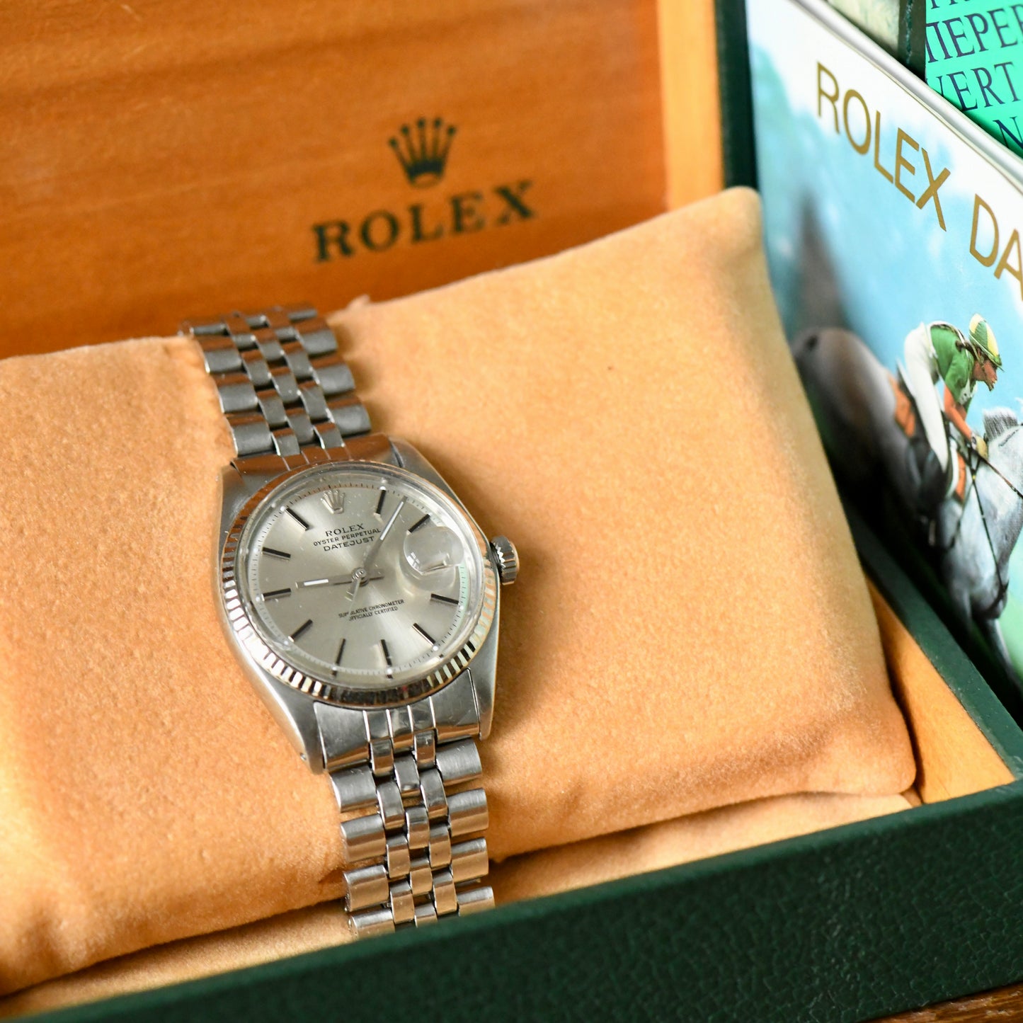 Rolex Datejust Steel & White Gold 36mm Silver Pie-Pan Dial Vintage Ref 1601 Boxed