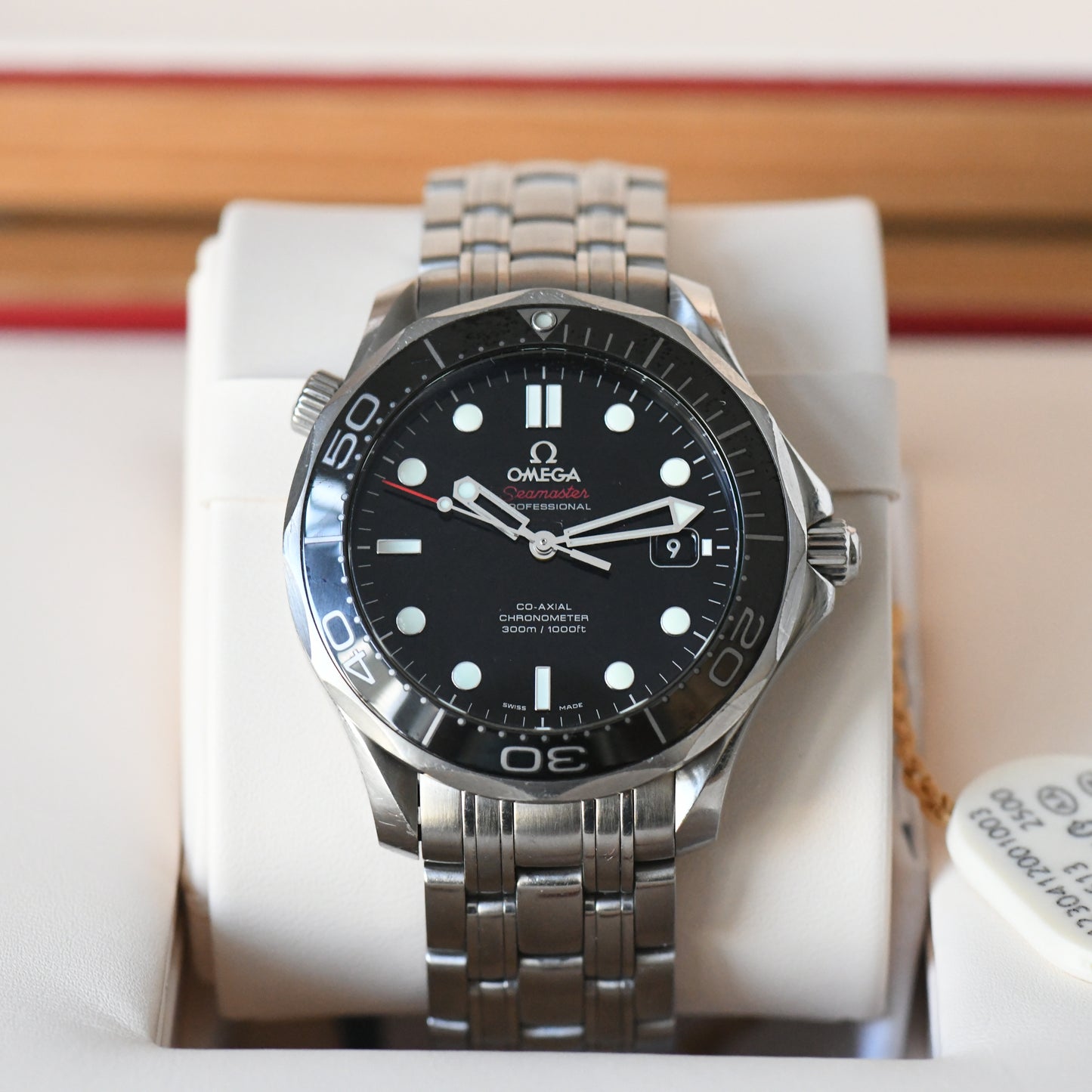 Omega Seamaster Pro 300m Black Ceramic Bezel Co-Axial 41mm Automatic Watch B&P