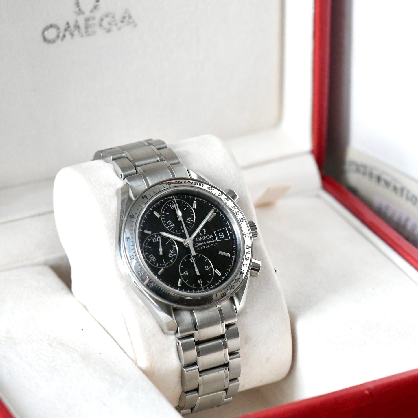 Omega Speedmaster Date Black Dial 1999 Chronograph Watch 3513.50 Boxed & Papers