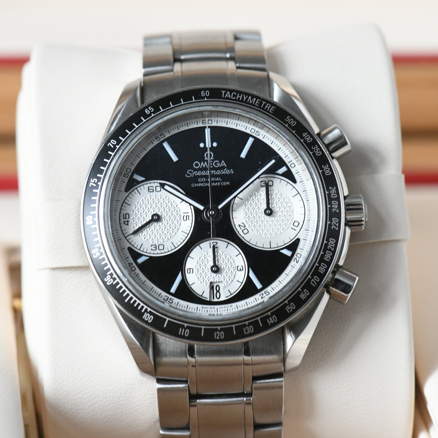 Omega Speedmaster Racing Reverse Panda 2017 Co-Axial Chronograph - Box & Papers