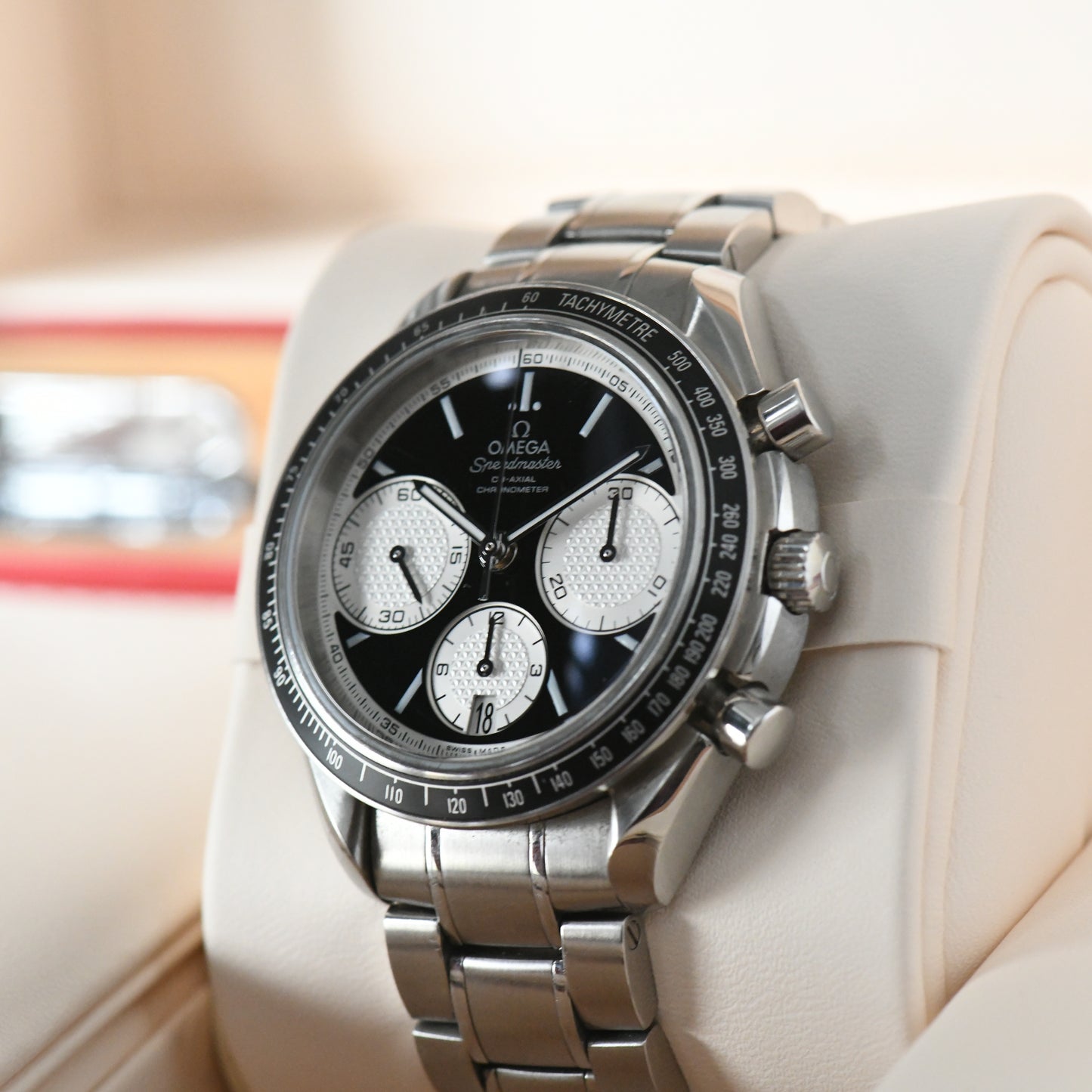 Omega Speedmaster Racing Reverse Panda 2017 Co-Axial Chronograph - Box & Papers