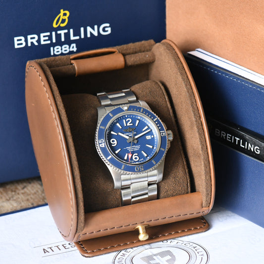 Breitling Superocean II 44 Blue Dial Dive Watch 1000m 2019 Full Set 2024 Service