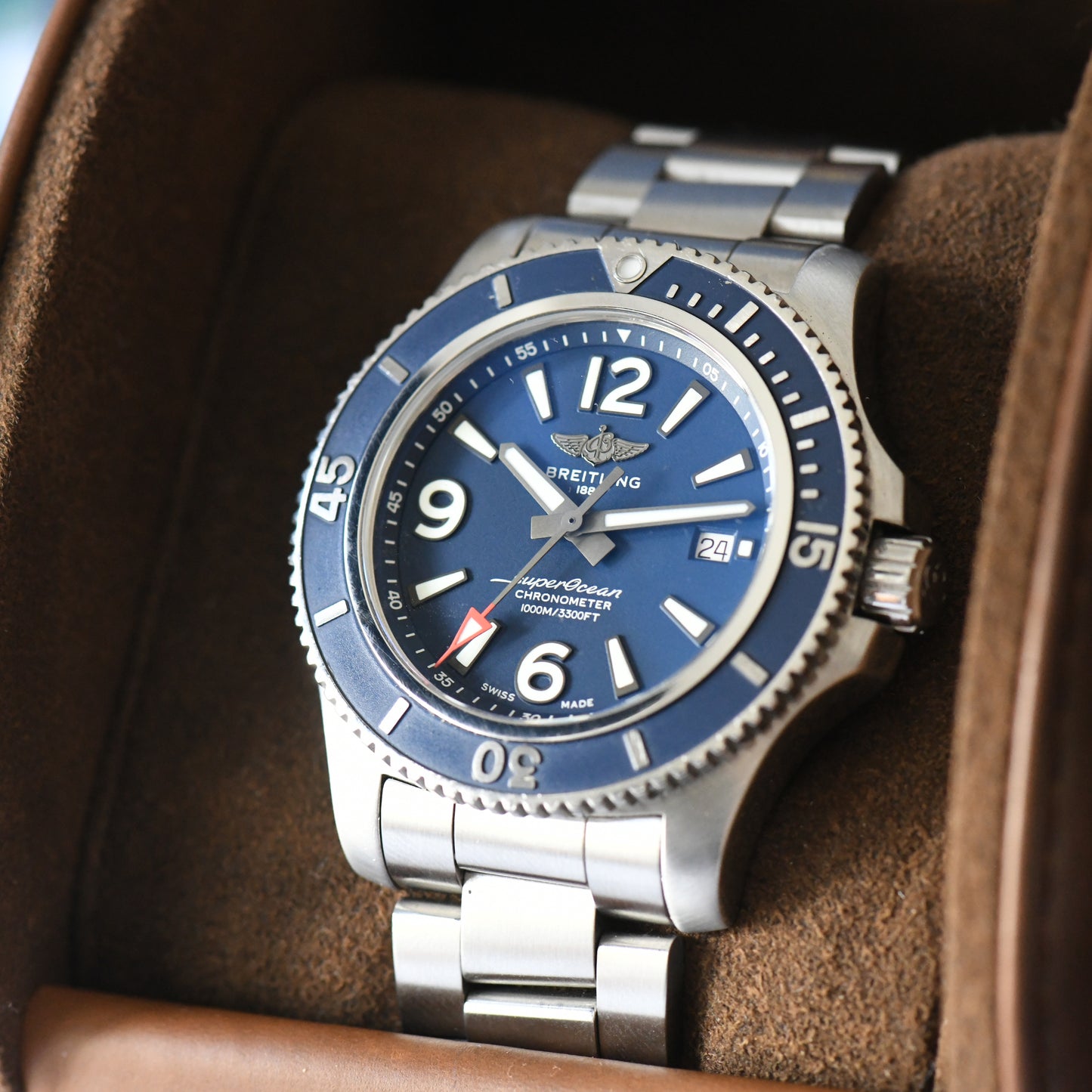 Breitling Superocean II 44 Blue Dial Dive Watch 1000m 2019 Full Set 2024 Service