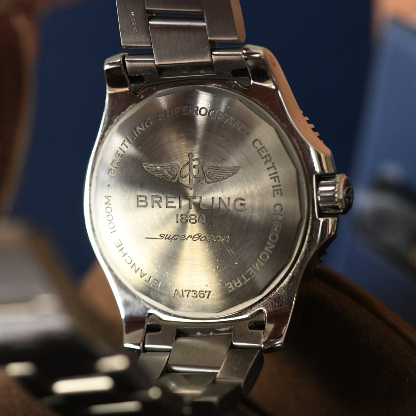 Breitling Superocean II 44 Blue Dial Dive Watch 1000m 2019 Full Set 2024 Service