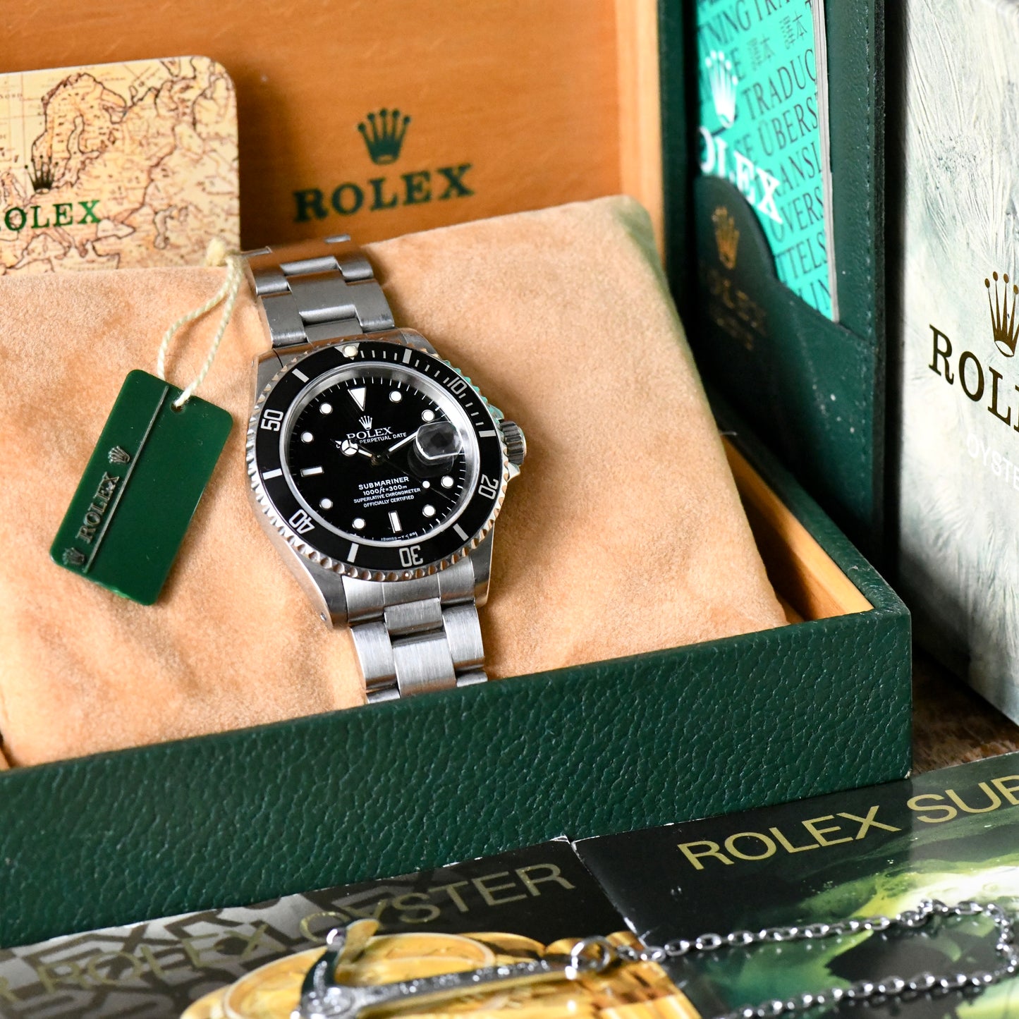 Rolex Submariner Date 16610 Oyster Perpetual 1991 X Serial Dive Watch Boxed Set
