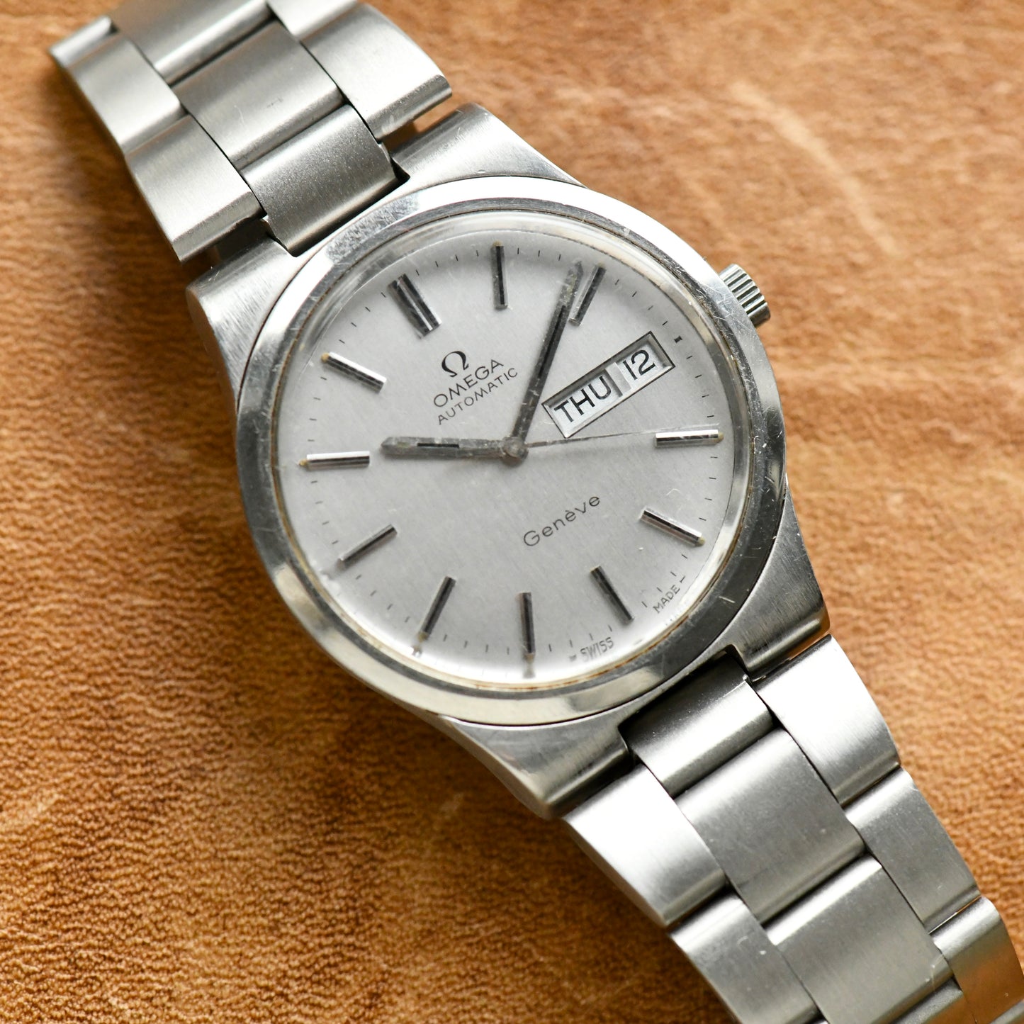 Omega Genève Automatic Day-Date Slate Grey 1973 Men's Watch 36mm Cal.1022