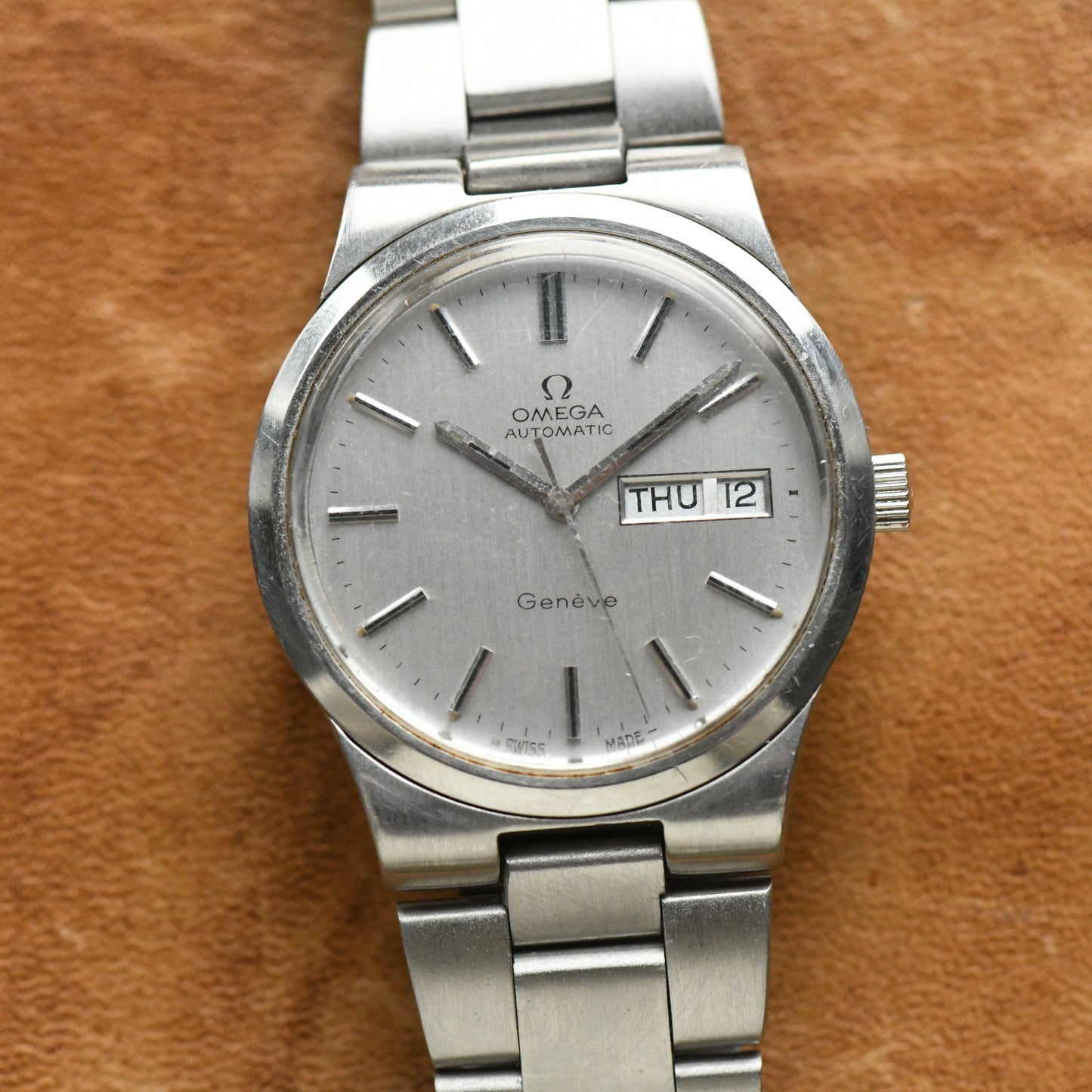 Omega Genève Automatic Day-Date Slate Grey 1973 Men's Watch 36mm Cal.1022