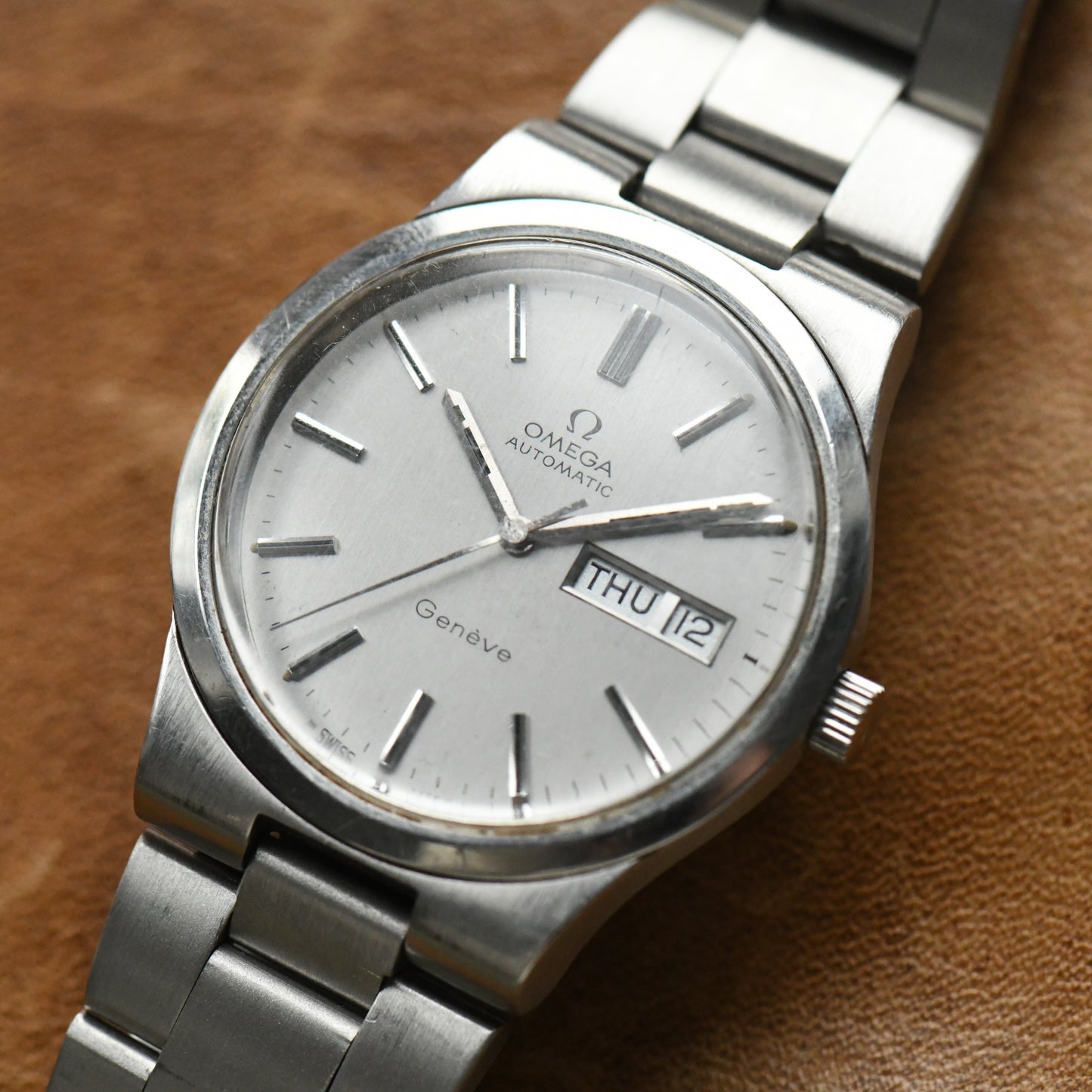 Omega Genève Automatic Day-Date Slate Grey 1973 Men's Watch 36mm Cal.1022