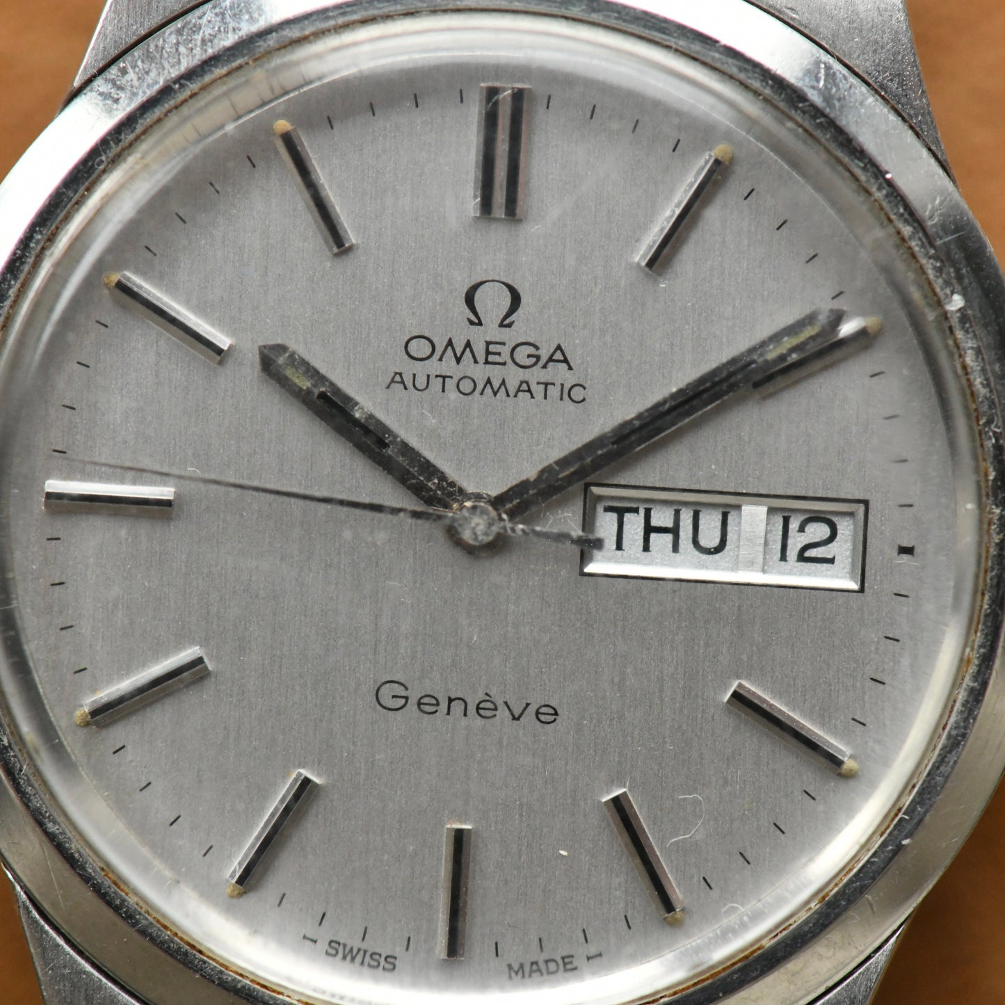 Omega Genève Automatic Day-Date Slate Grey 1973 Men's Watch 36mm Cal.1022