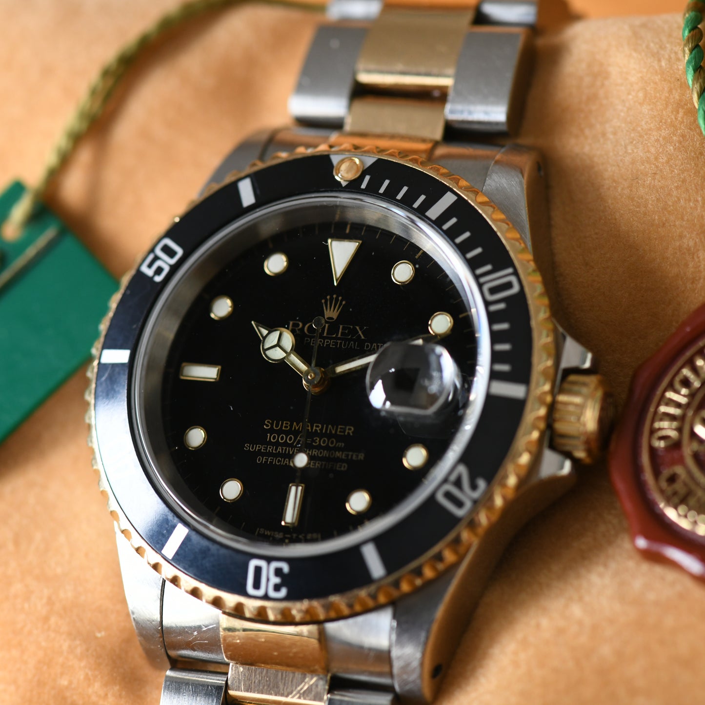 Rolex Submariner Date 16613 Bi Metal 18K Gold & Steel 1997 Box & Papers Full Set