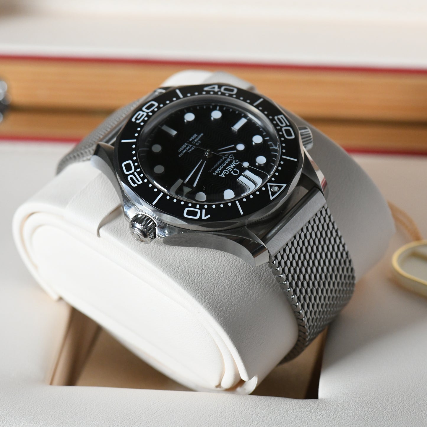 Omega Seamaster 300m Pro Black Wave Dial No Date 2024 Mesh Bracelet Box & Papers